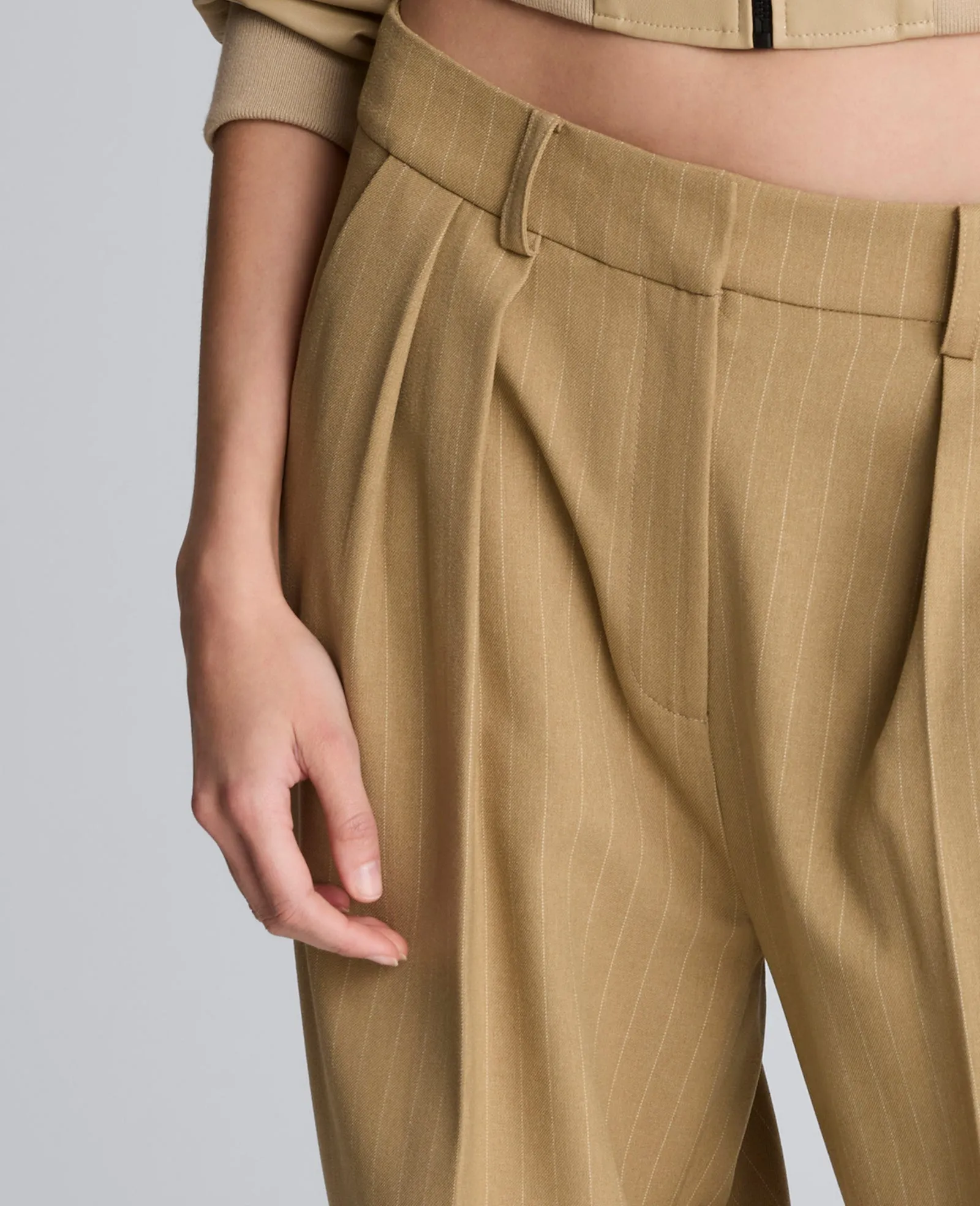 Pinstripe High Rise Fly Front Double Pleat Wide Leg Pant sold by Kenneth Cole product image thumbnail 5