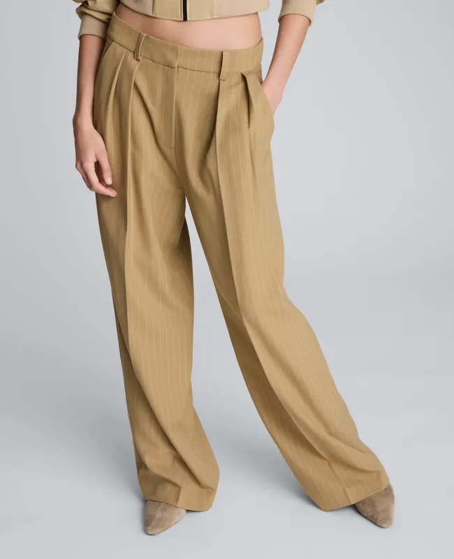 Pinstripe High Rise Fly Front Double Pleat Wide Leg Pant sold by Kenneth Cole