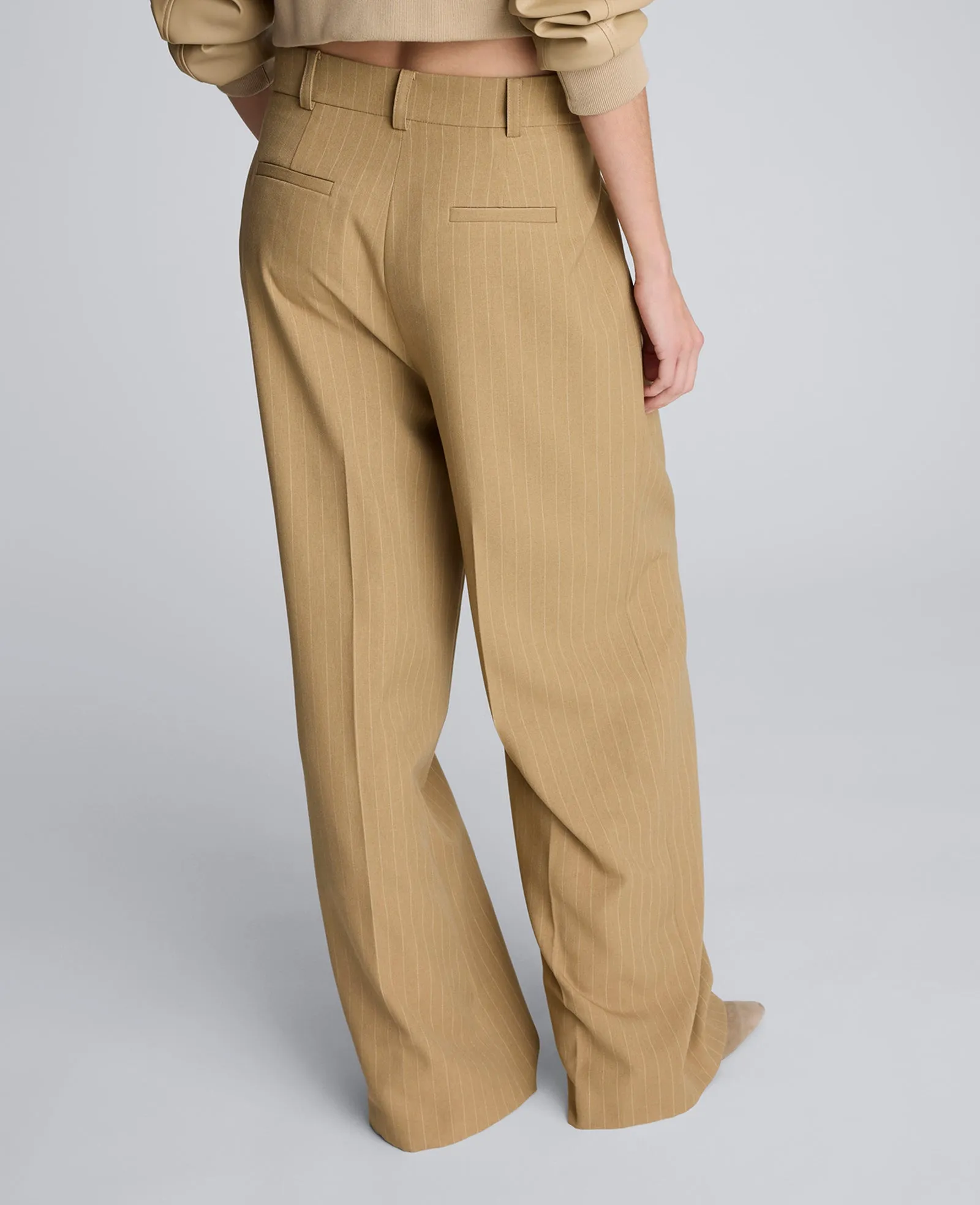 Pinstripe High Rise Fly Front Double Pleat Wide Leg Pant sold by Kenneth Cole product image thumbnail 3
