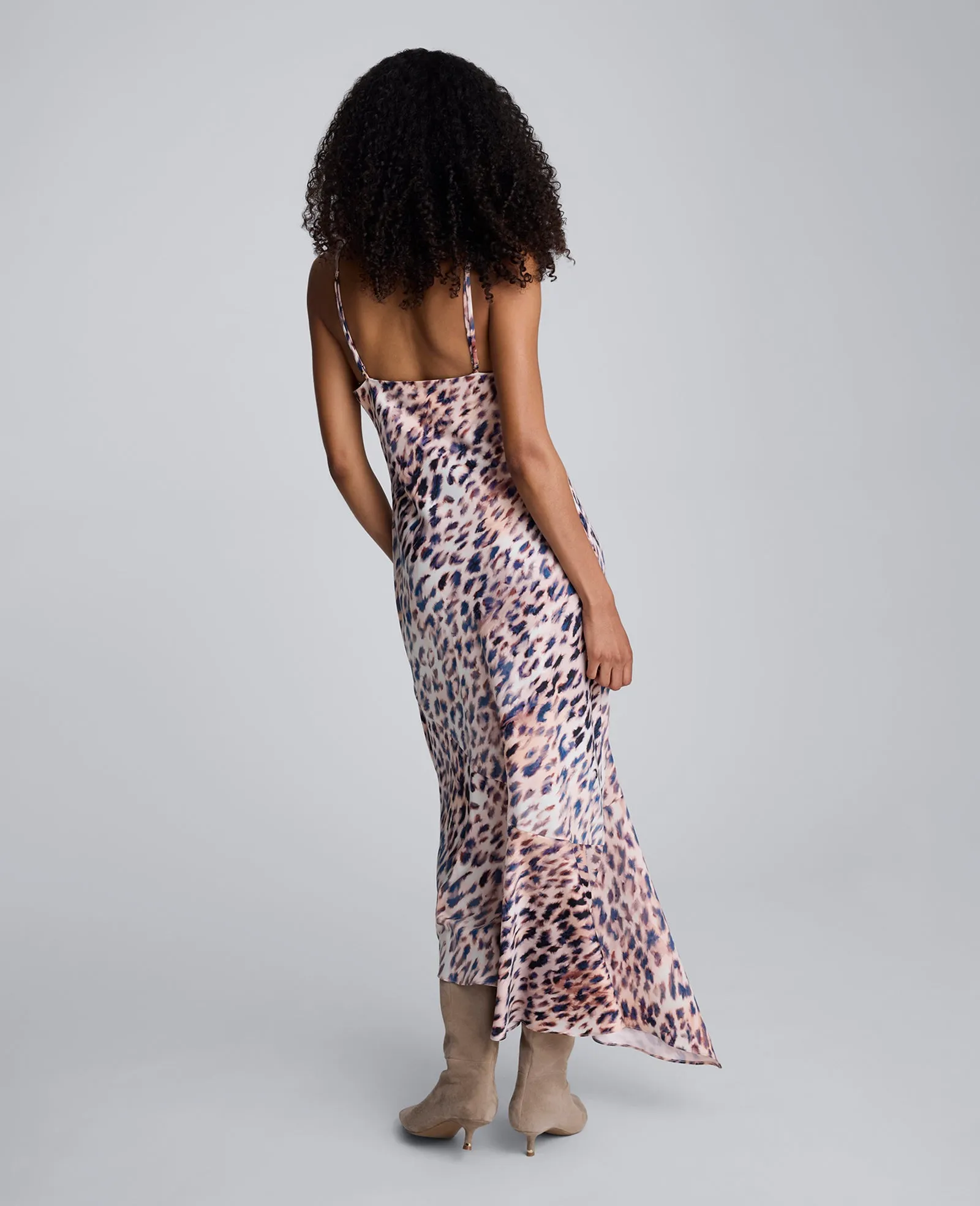 Printed Satin Asymmetric Hem Cowl Front Dress sold by Kenneth Cole product image thumbnail 3