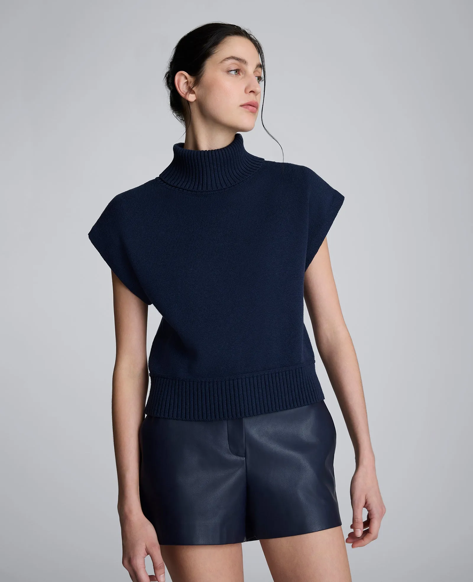 Sleeveless Mockneck Sweater with Shoulder Pads sold by Kenneth Cole product image thumbnail 4