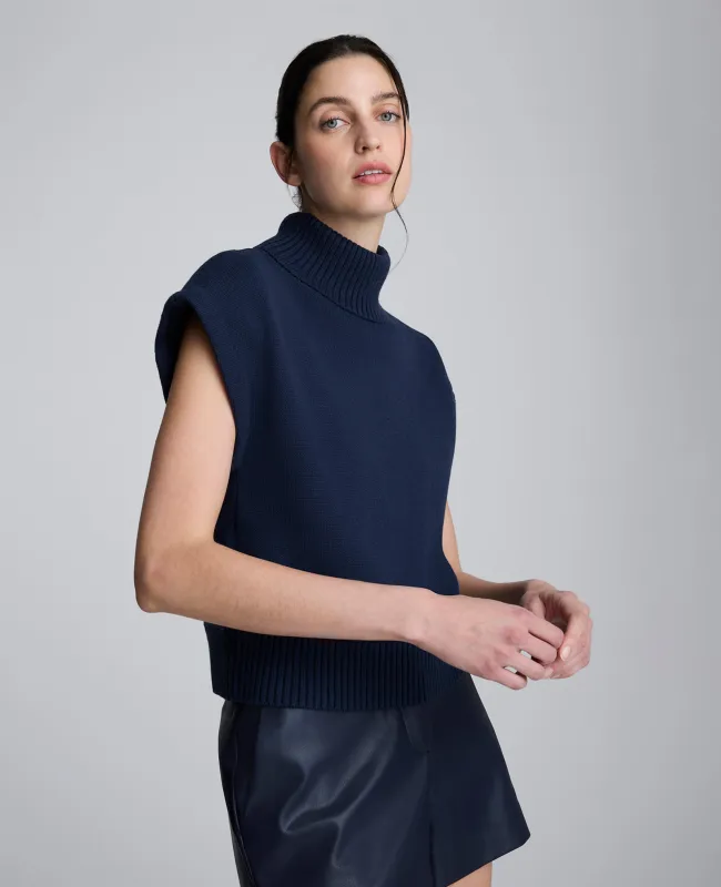 Sleeveless Mockneck Sweater with Shoulder Pads sold by Kenneth Cole