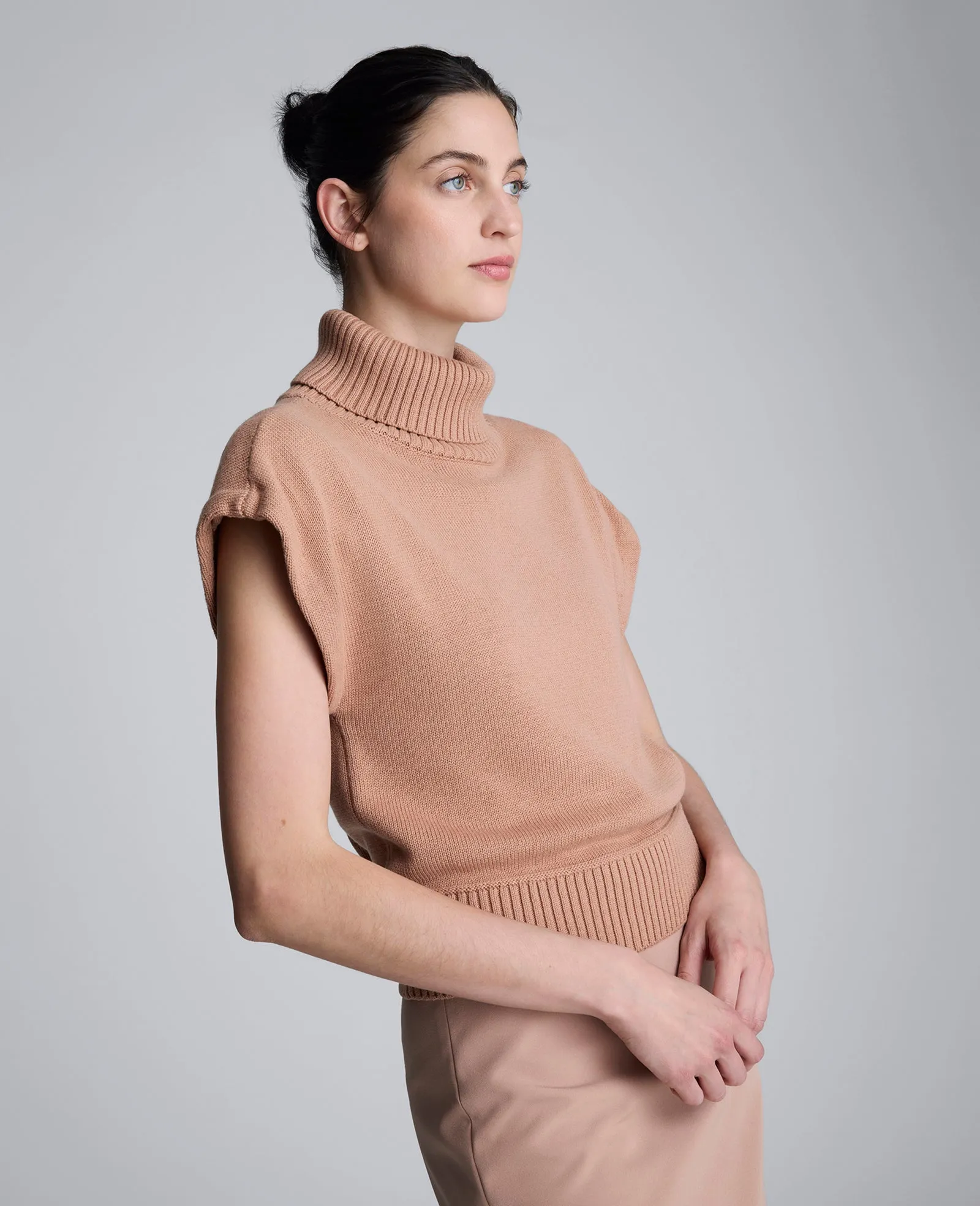 Sleeveless Mockneck Sweater with Shoulder Pads sold by Kenneth Cole product image thumbnail 2