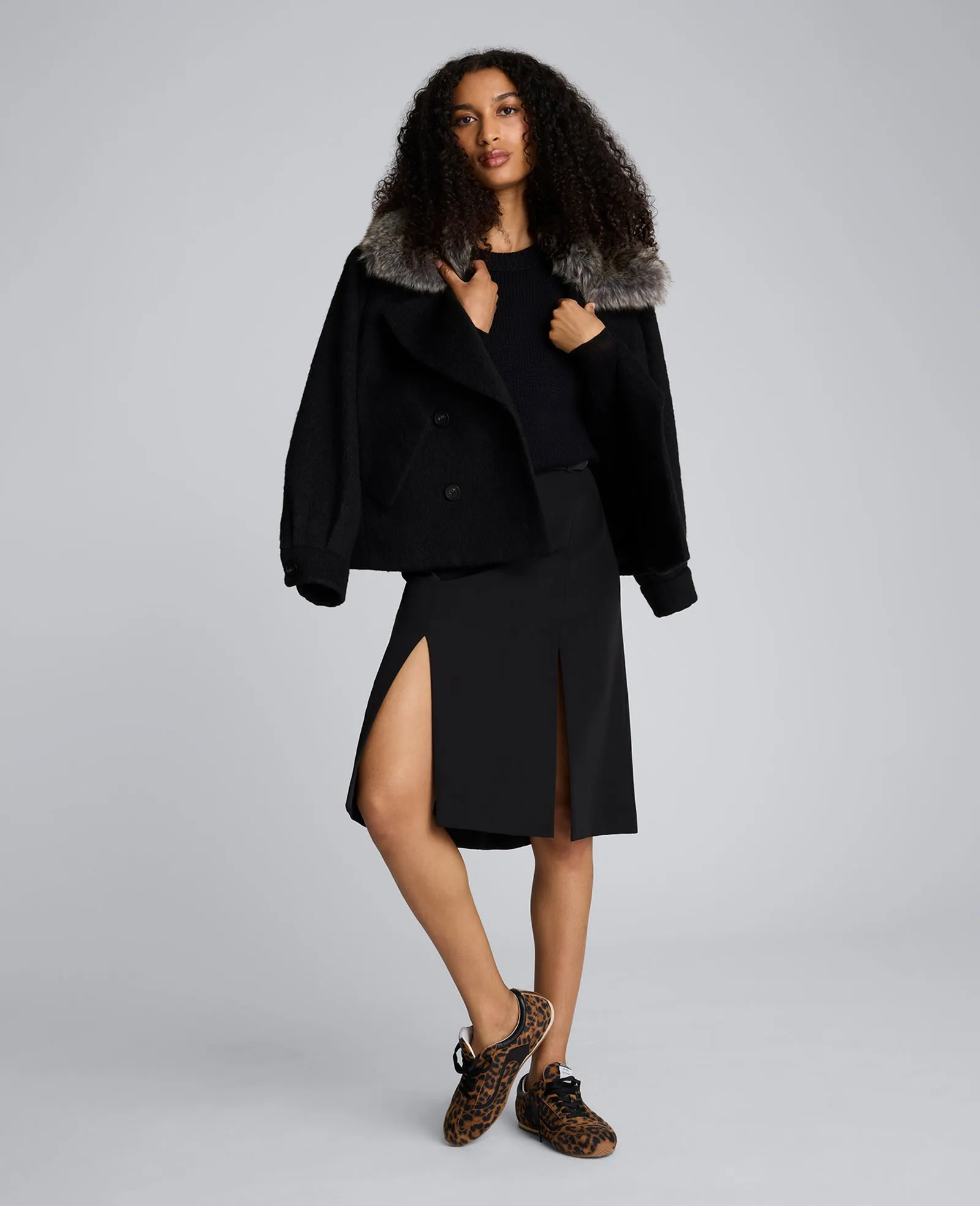 Luxe Twill Paneled Skirt with Slits sold by Kenneth Cole product image thumbnail 4
