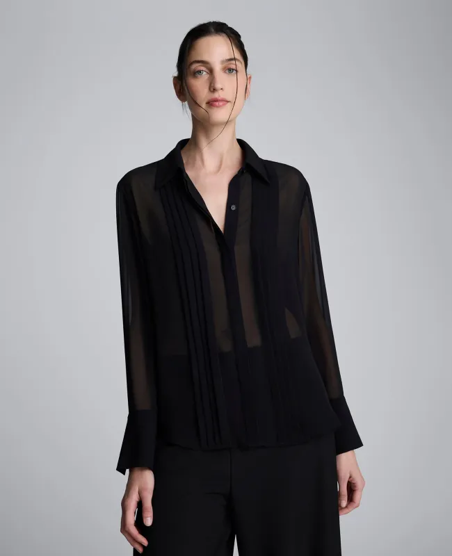 Chiffon Pleated Long Sleeve Blouse sold by Kenneth Cole