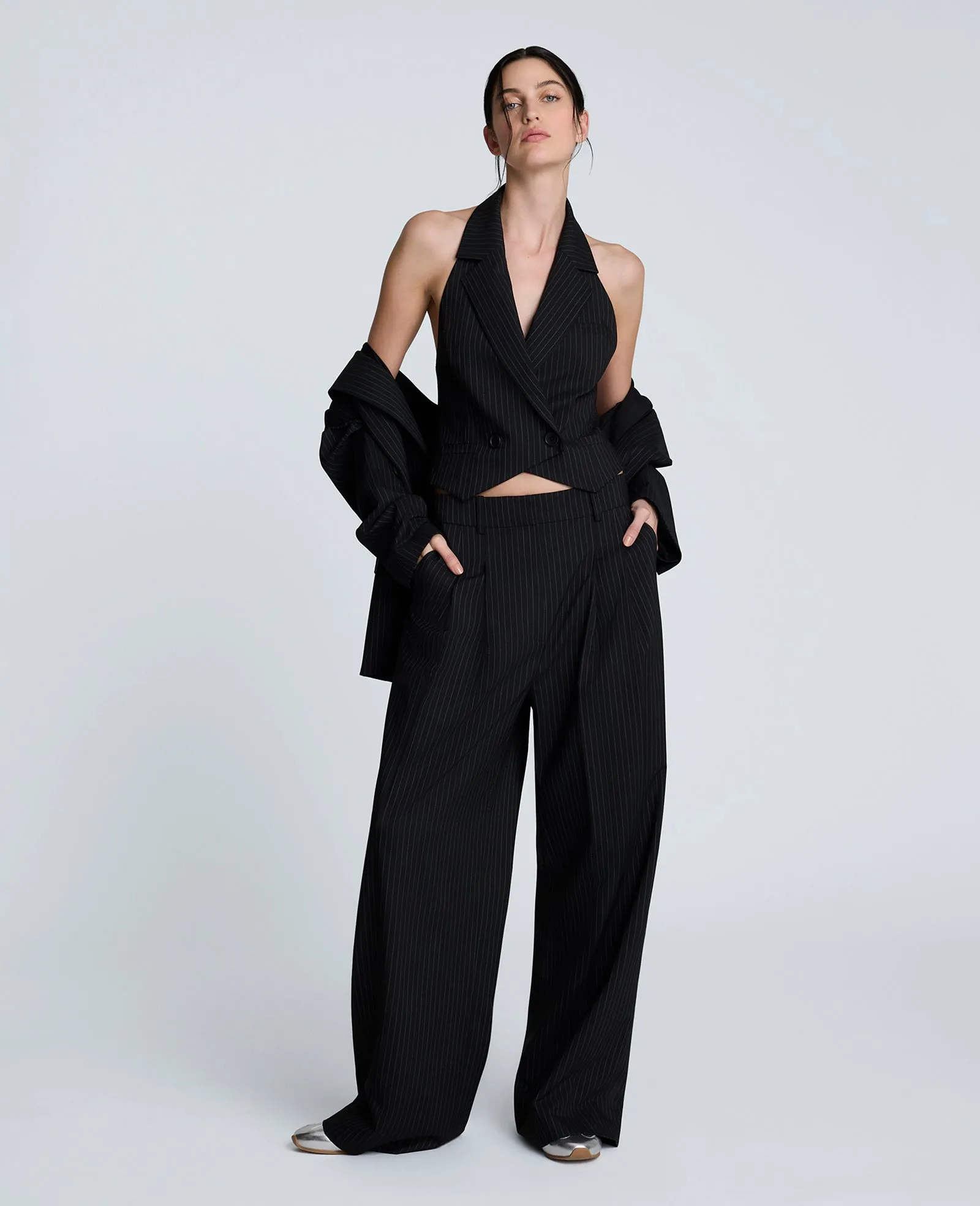 Pinstripe Pleat Front Wide Leg Pant sold by Kenneth Cole product image thumbnail 4