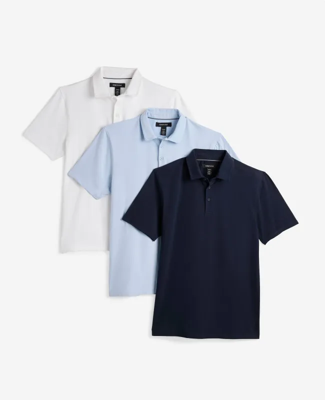 Performance Button Polo Bundle | White, Light Blue, Navy sold by Kenneth Cole