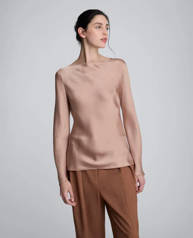 Solid Satin Cowl Back Long Sleeve Blouse sold by Kenneth Cole