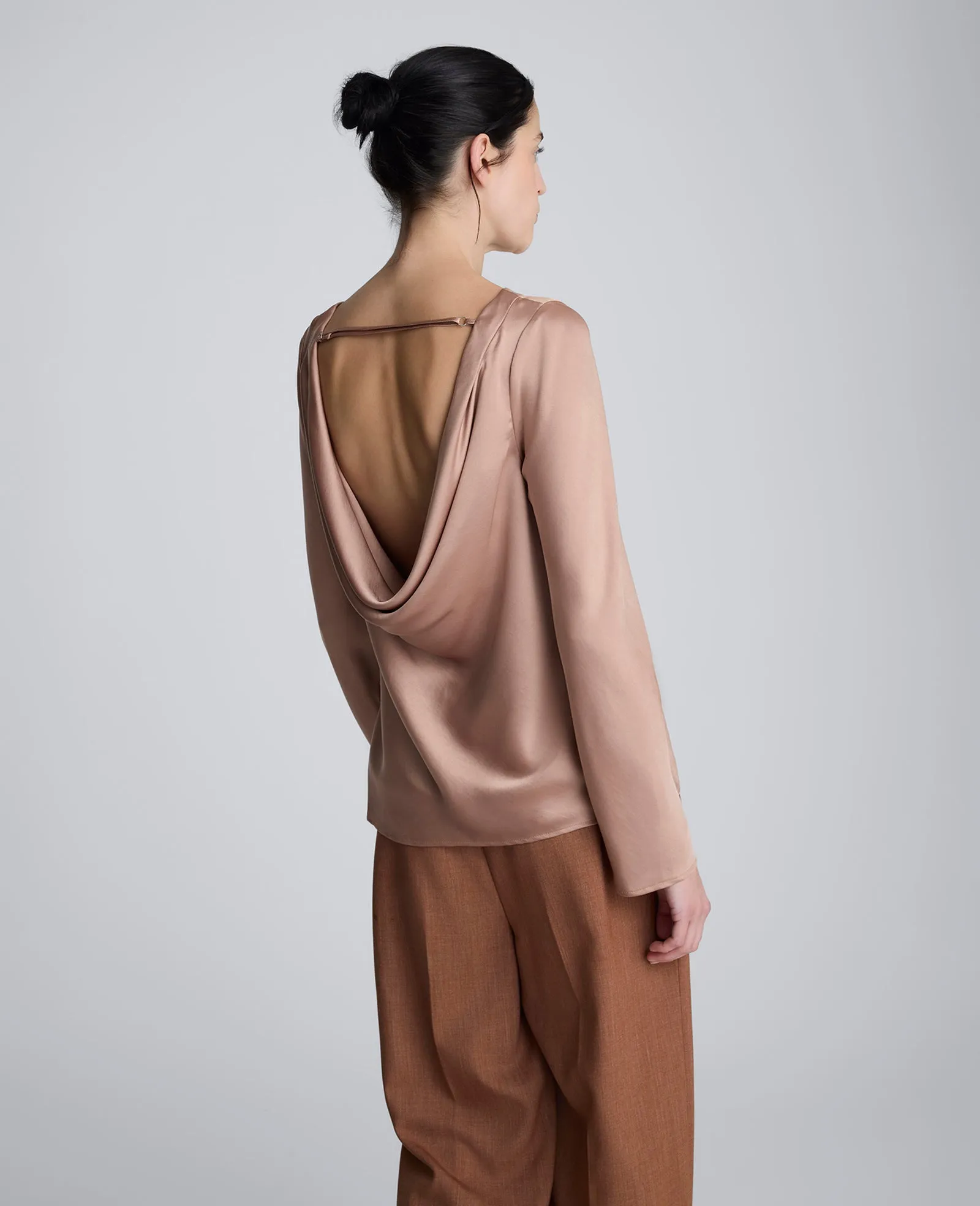 Solid Satin Cowl Back Long Sleeve Blouse sold by Kenneth Cole product image thumbnail 2