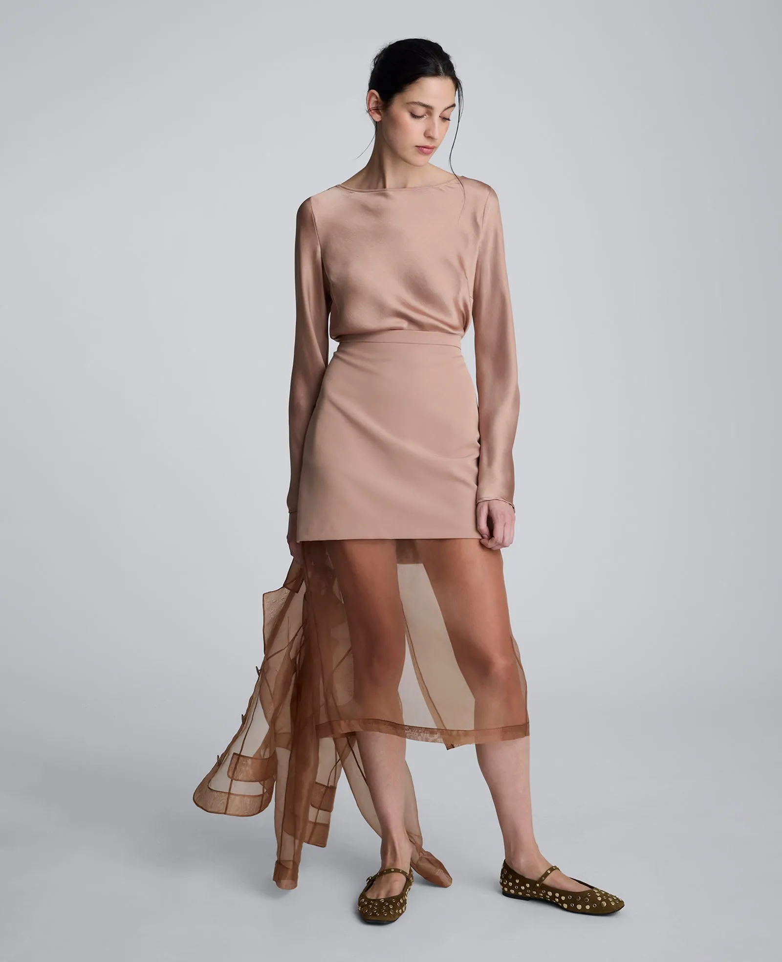 Solid Satin Cowl Back Long Sleeve Blouse sold by Kenneth Cole product image thumbnail 4