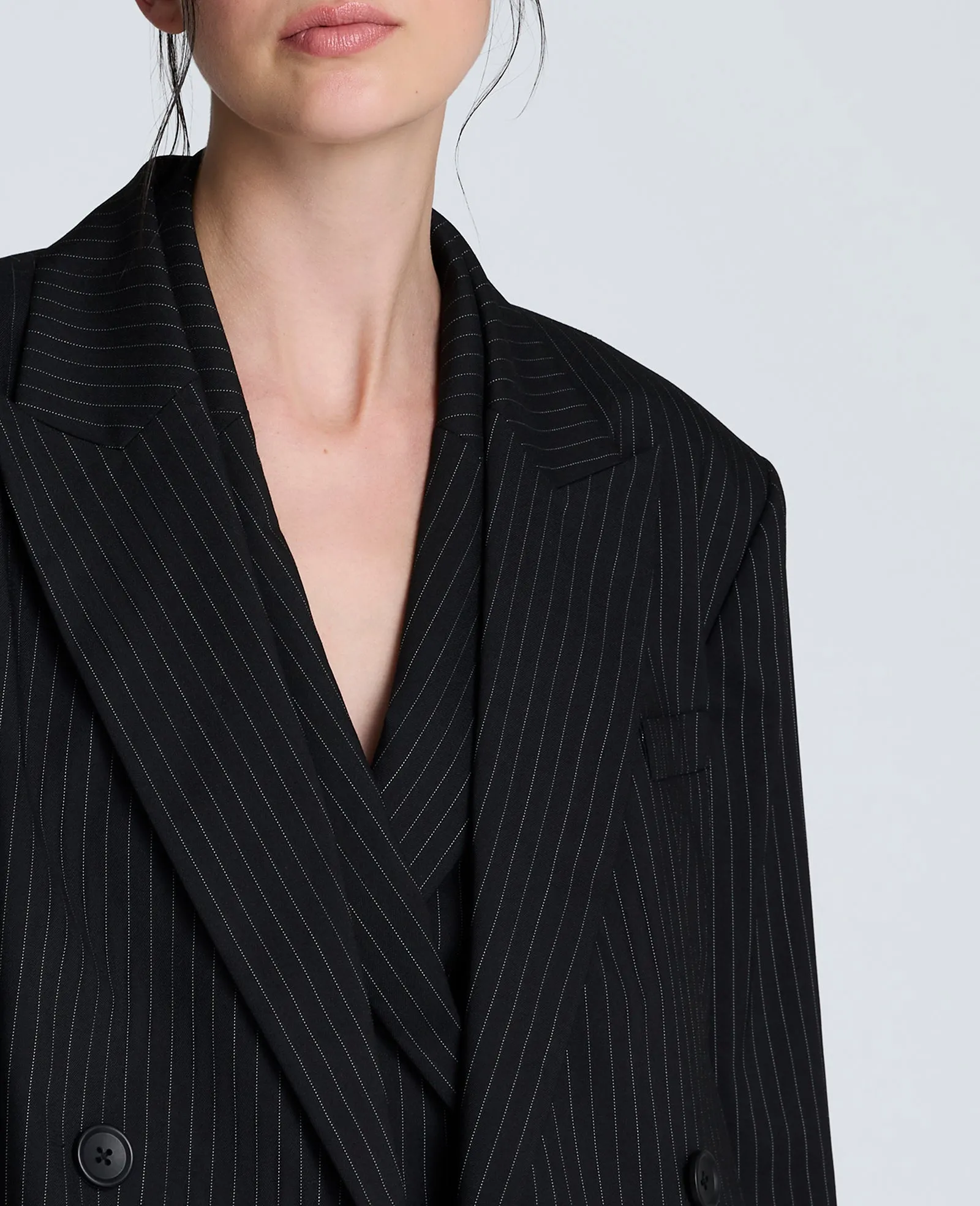 Pinstripe Double Breasted Boyfriend Jacket sold by Kenneth Cole product image thumbnail 4