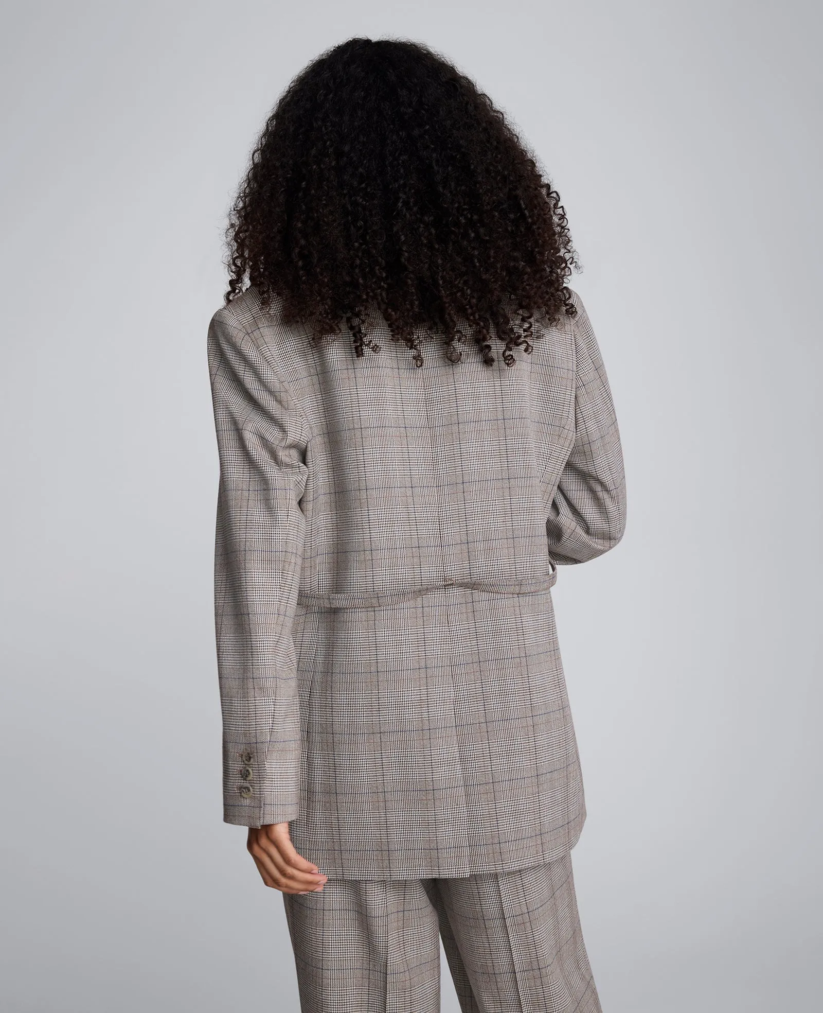 Plaid One Button Belted Jacket sold by Kenneth Cole product image thumbnail 4