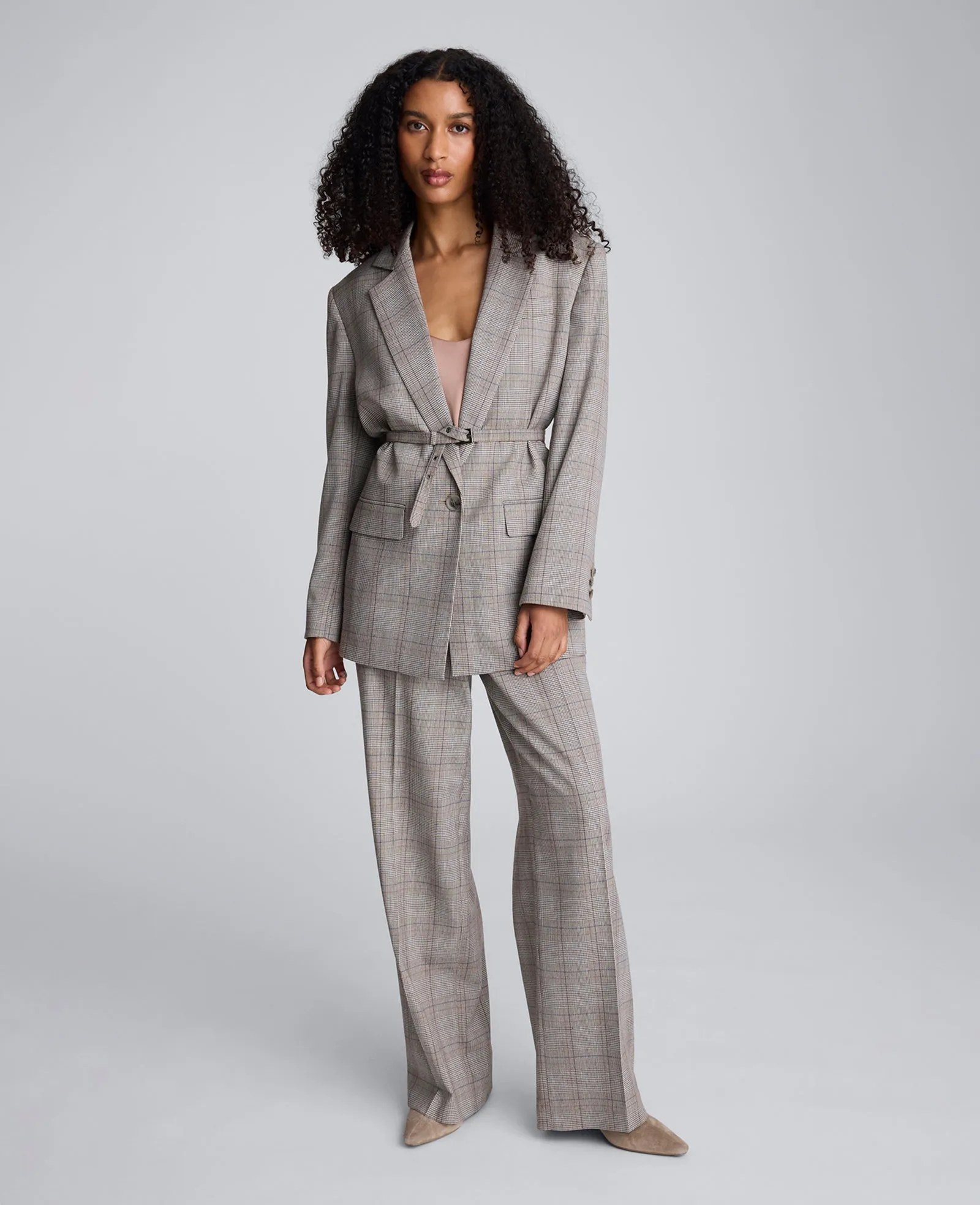 Plaid One Button Belted Jacket sold by Kenneth Cole product image thumbnail 5