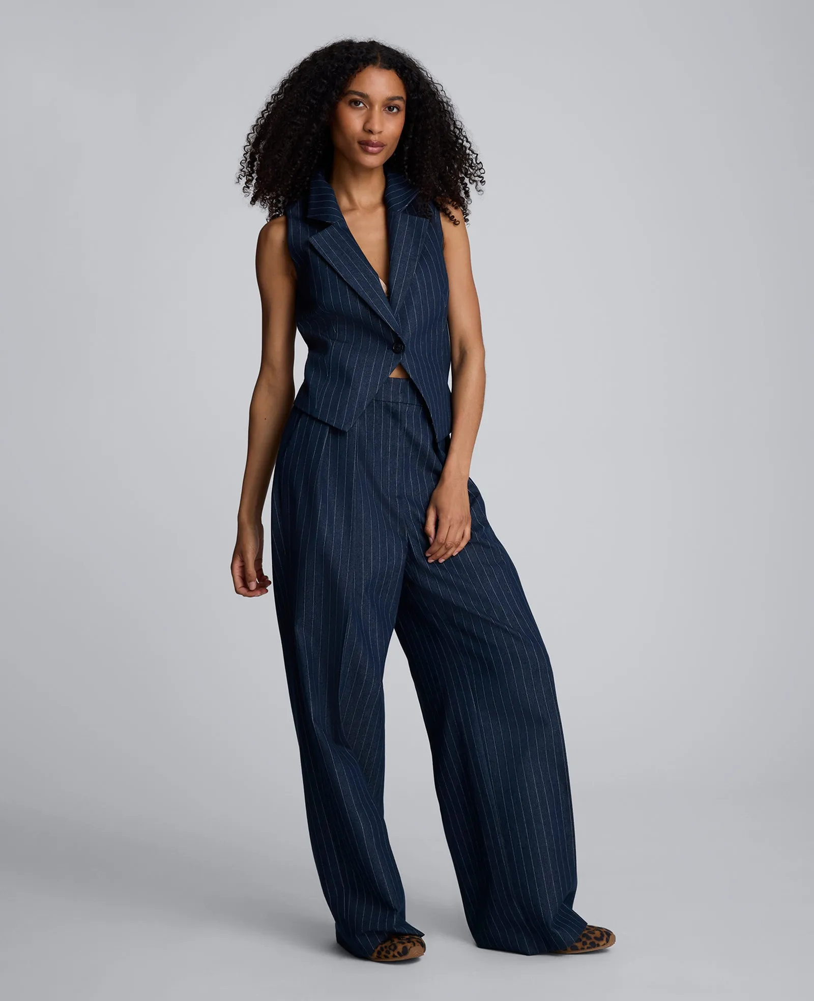 Pinstripe Fitted One Button Vest sold by Kenneth Cole product image thumbnail 5