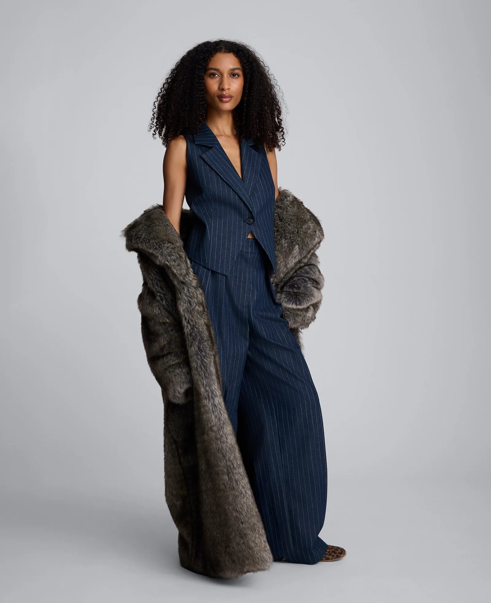 Pinstripe Fitted One Button Vest sold by Kenneth Cole product image thumbnail 3