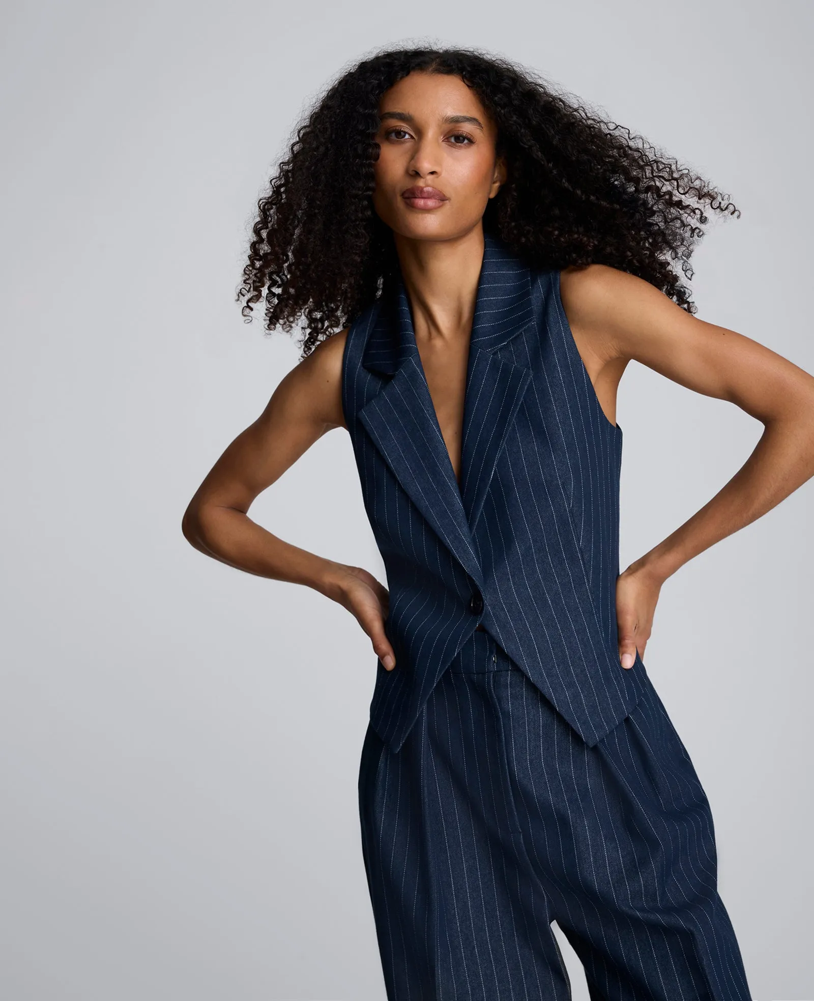 Pinstripe Fitted One Button Vest sold by Kenneth Cole