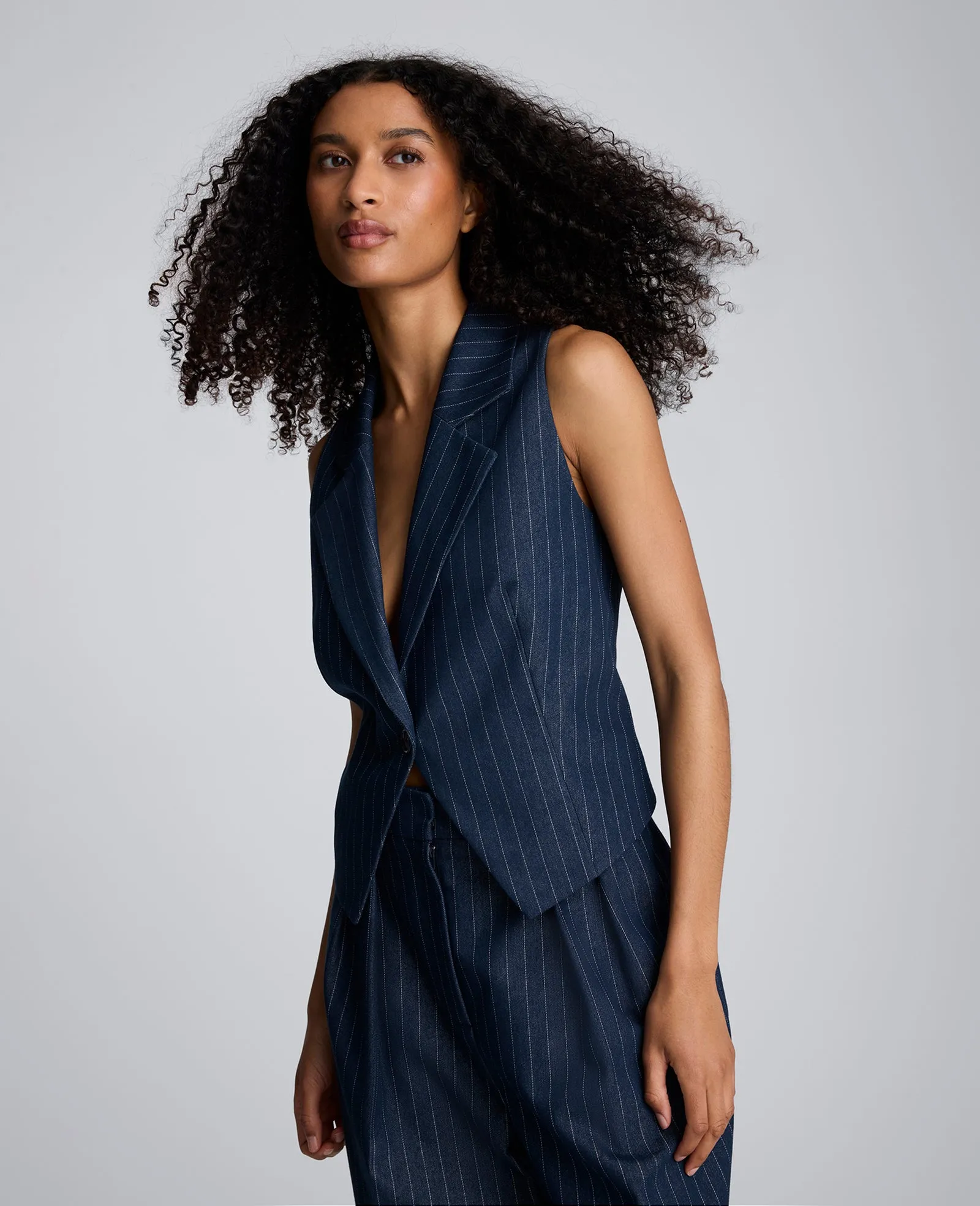 Pinstripe Fitted One Button Vest sold by Kenneth Cole product image thumbnail 2