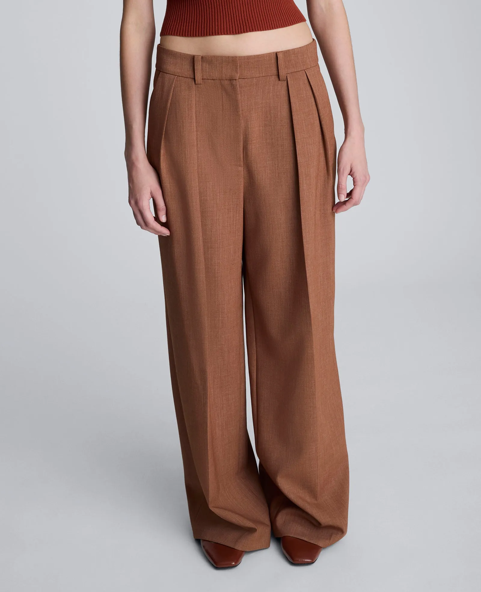 Melange High Rise Fly Front Double Pleat Wide Leg Pant sold by Kenneth Cole product image thumbnail 4