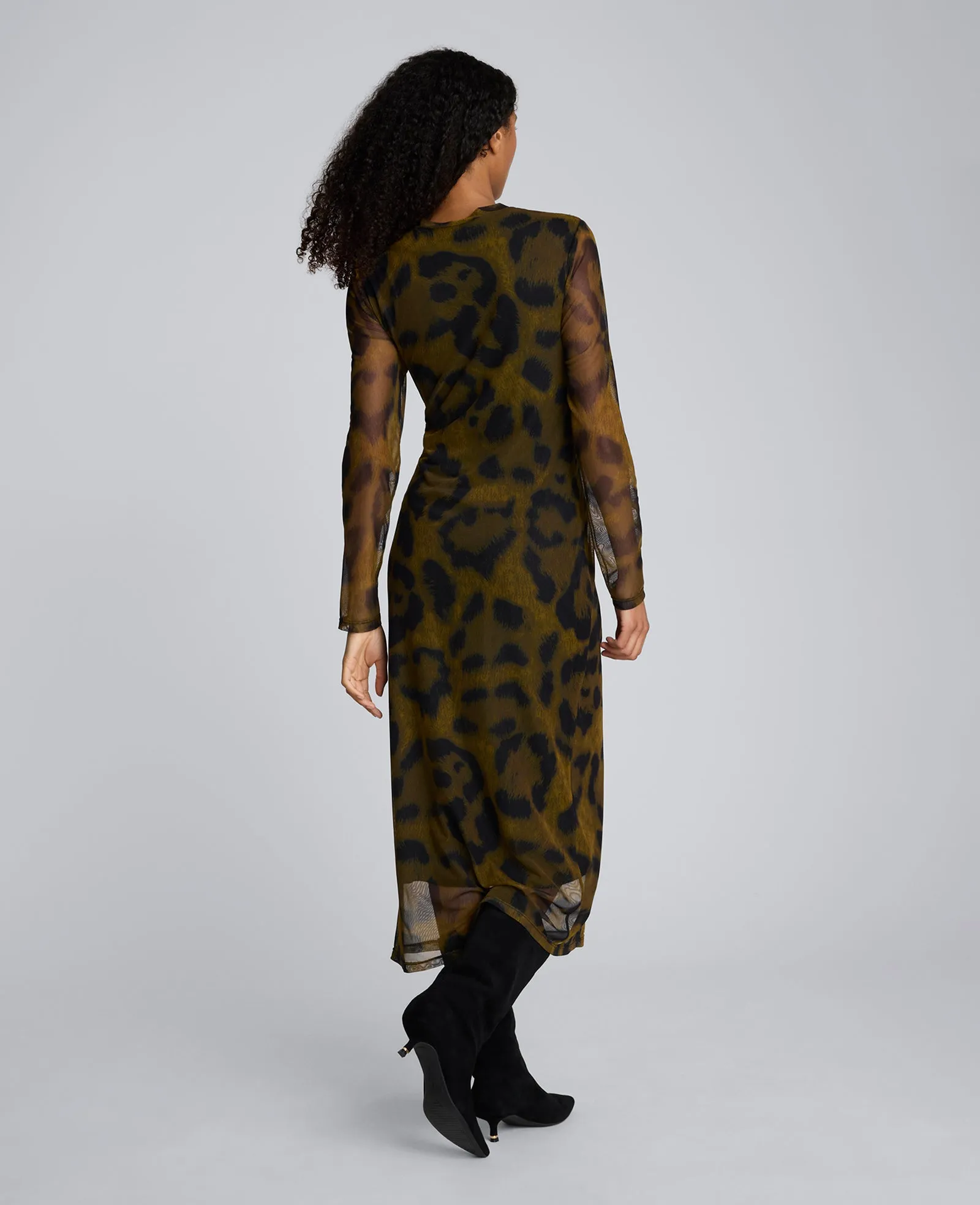 Printed Mesh Knot Front Long Sleeve Midi Dress sold by Kenneth Cole product image thumbnail 2