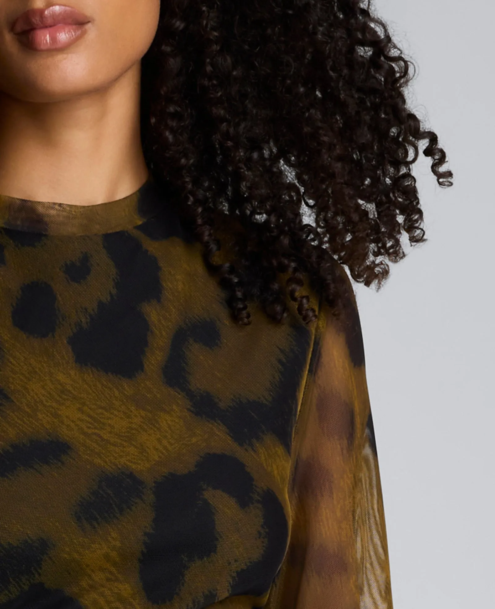 Printed Mesh Knot Front Long Sleeve Midi Dress sold by Kenneth Cole product image thumbnail 4