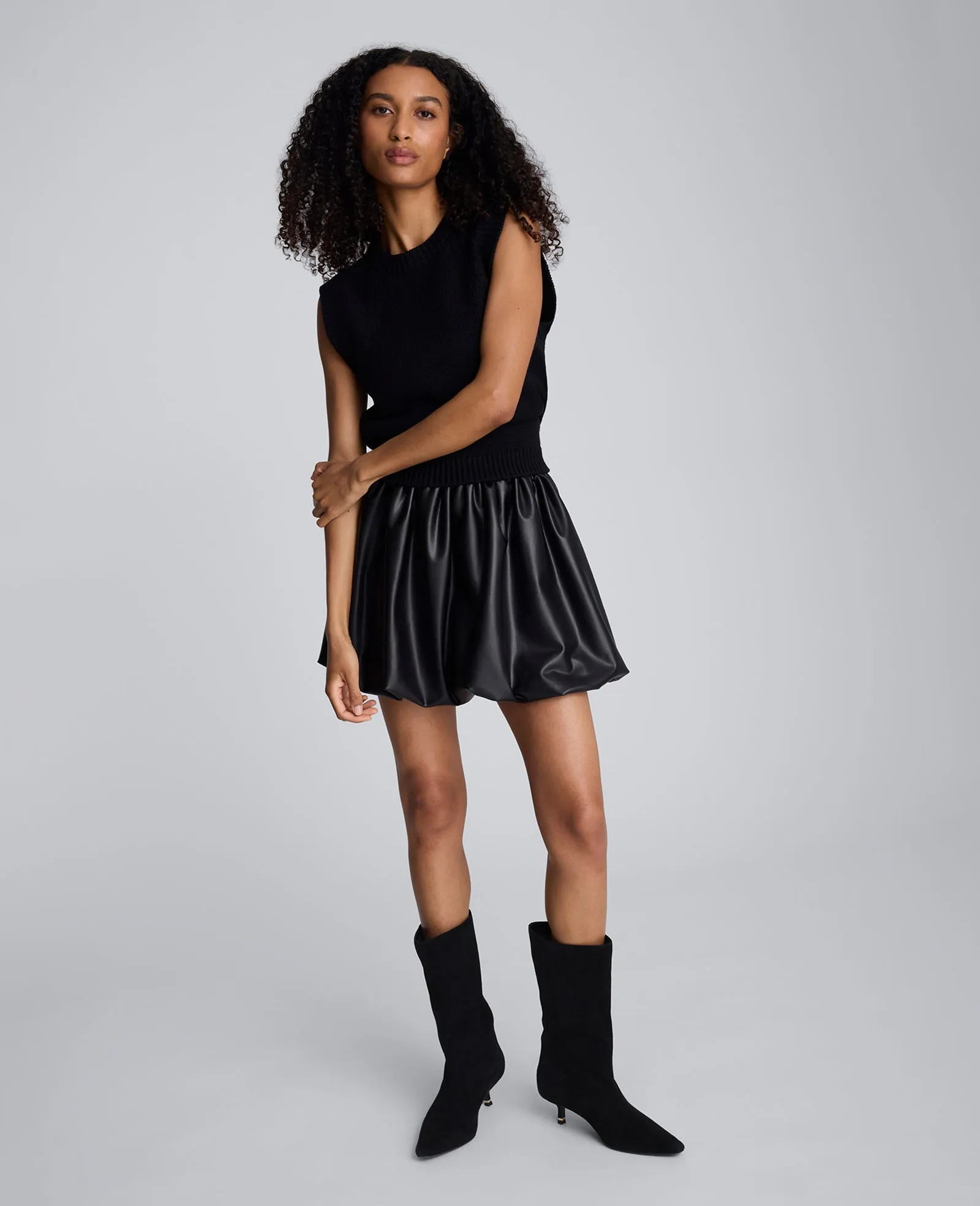 Faux Leather Pull On Bubble Mini Skirt sold by Kenneth Cole product image thumbnail 4