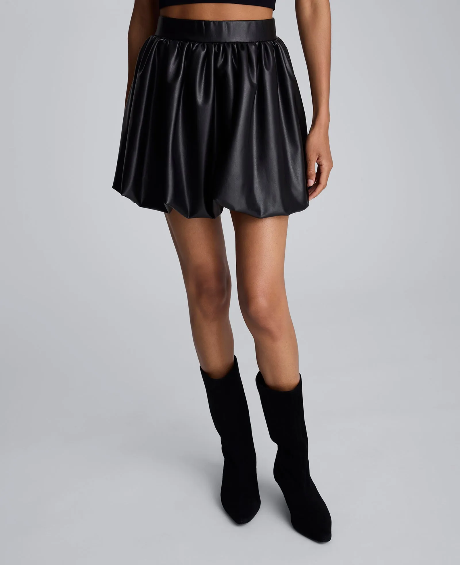 Faux Leather Pull On Bubble Mini Skirt sold by Kenneth Cole