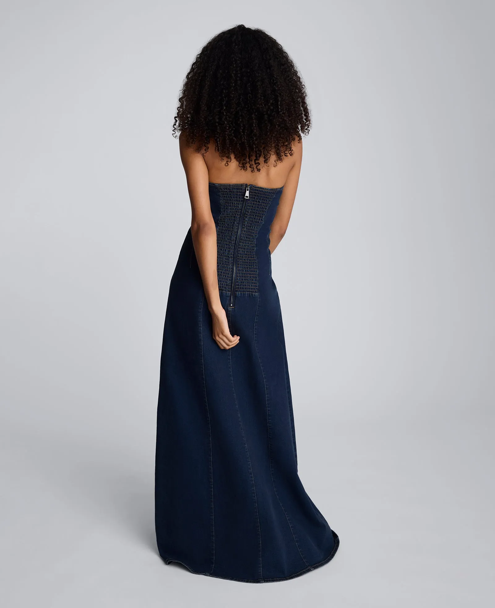 Strapless Denim Maxi Dress with Seaming sold by Kenneth Cole product image thumbnail 3