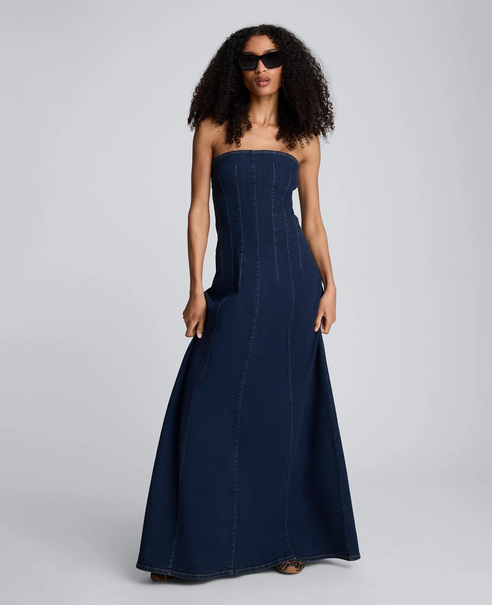 Strapless Denim Maxi Dress with Seaming sold by Kenneth Cole product image thumbnail 2