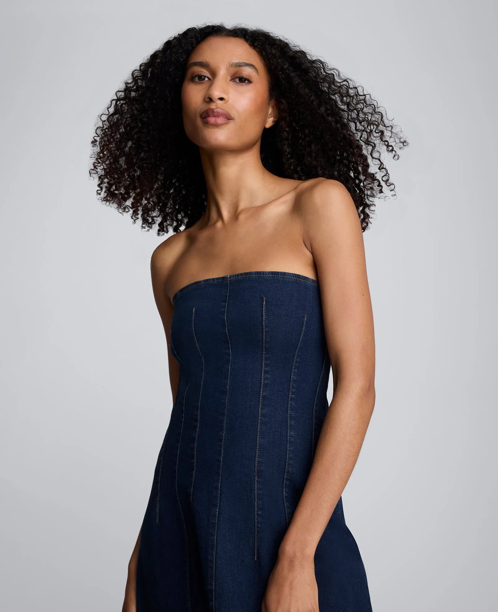 Strapless Denim Maxi Dress with Seaming sold by Kenneth Cole product image thumbnail 4