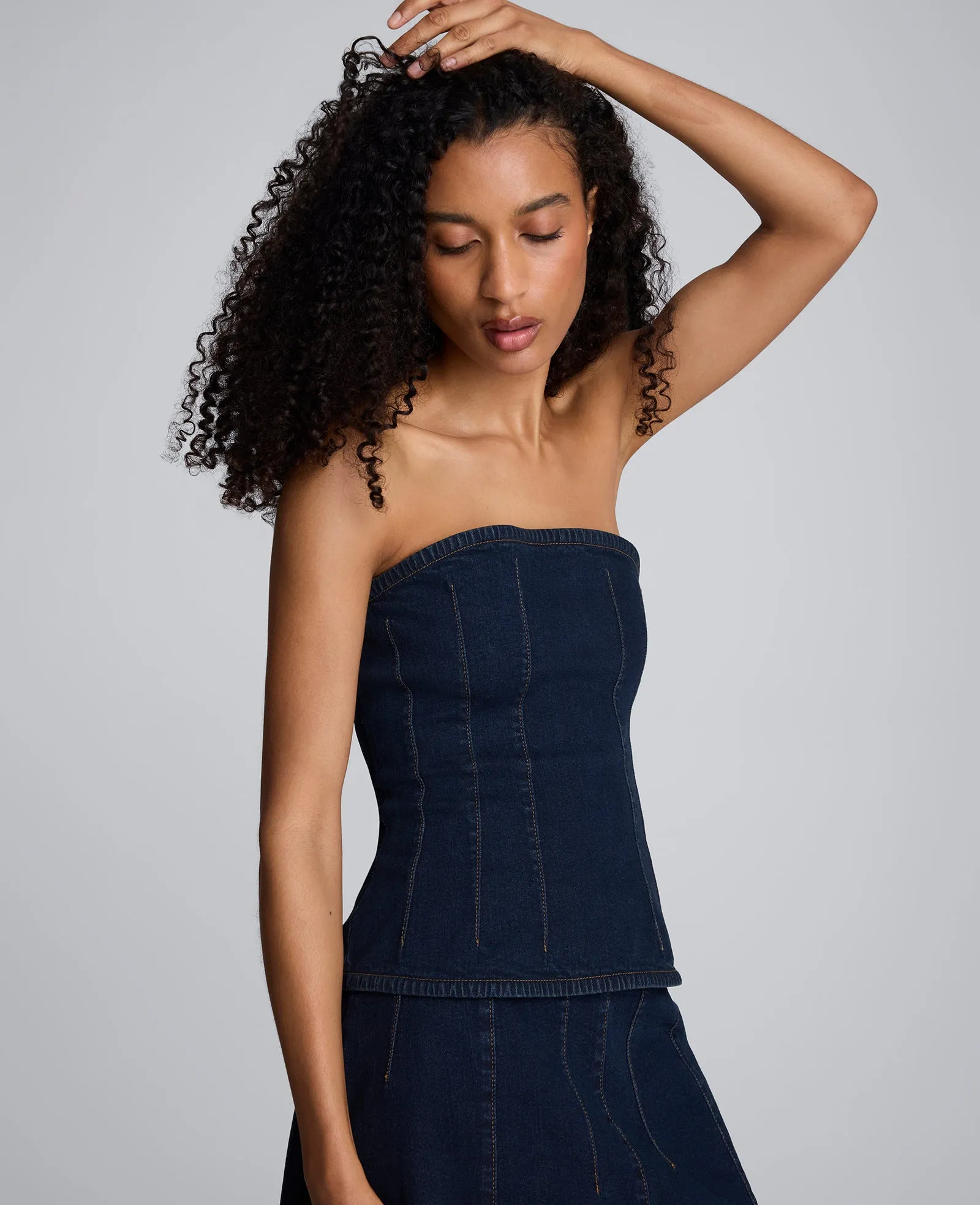 Denim Bustier Top with Smocking sold by Kenneth Cole product image thumbnail 2