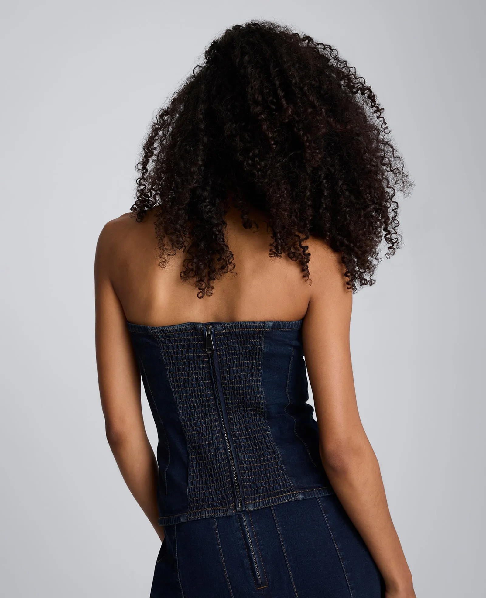 Denim Bustier Top with Smocking sold by Kenneth Cole product image thumbnail 3