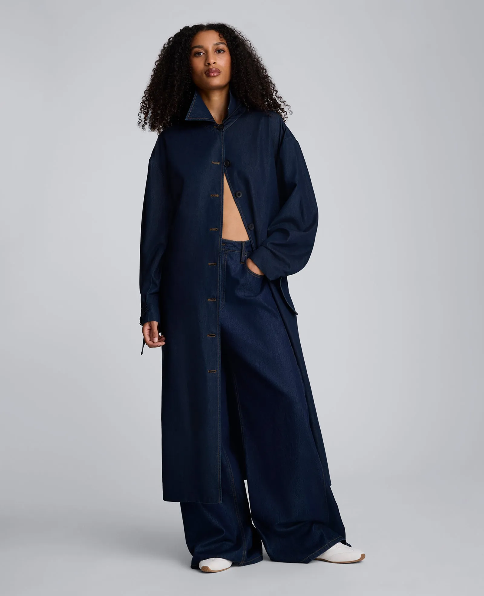 Drapey Denim Long Belted Trench sold by Kenneth Cole product image thumbnail 4