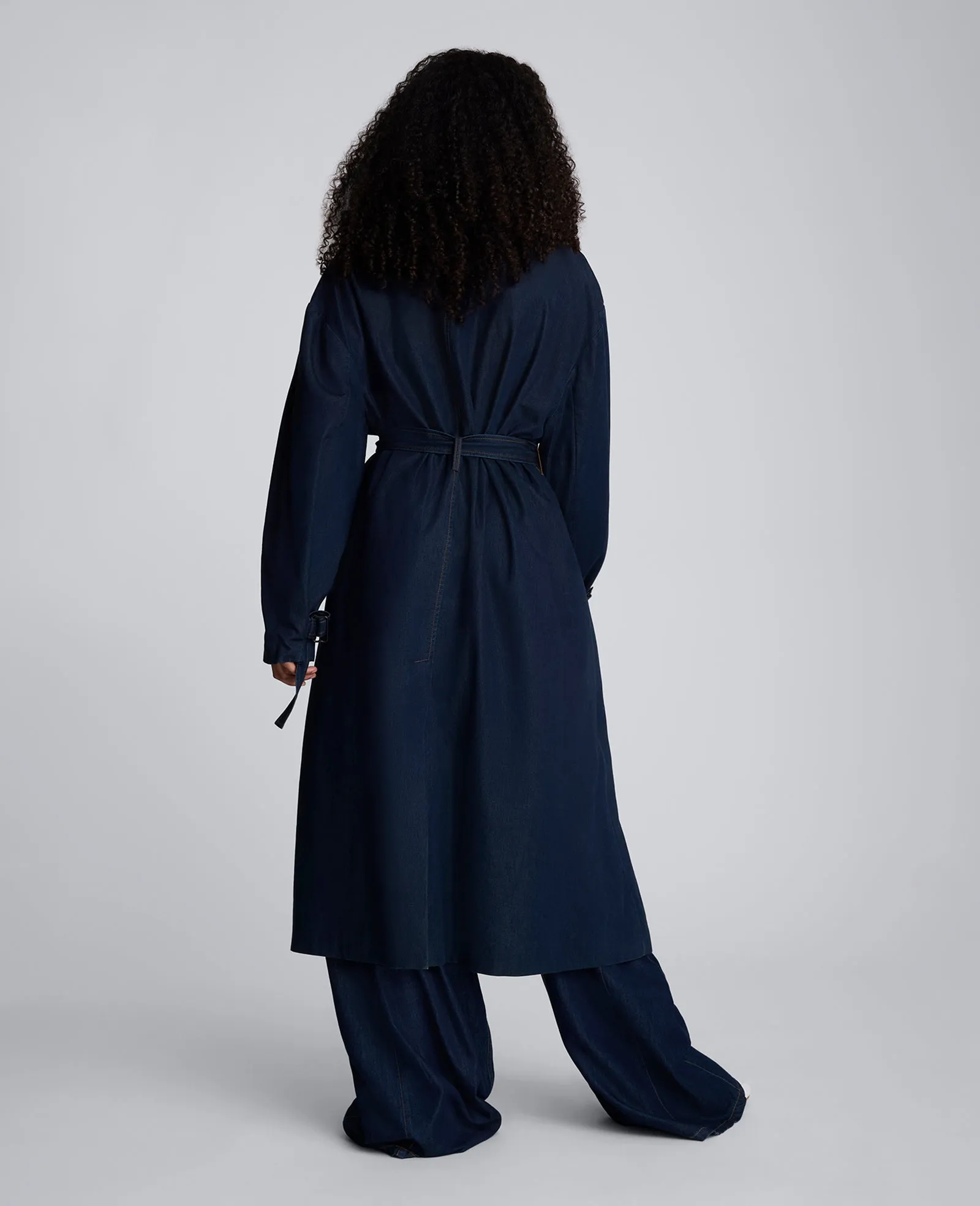 Drapey Denim Long Belted Trench sold by Kenneth Cole product image thumbnail 3