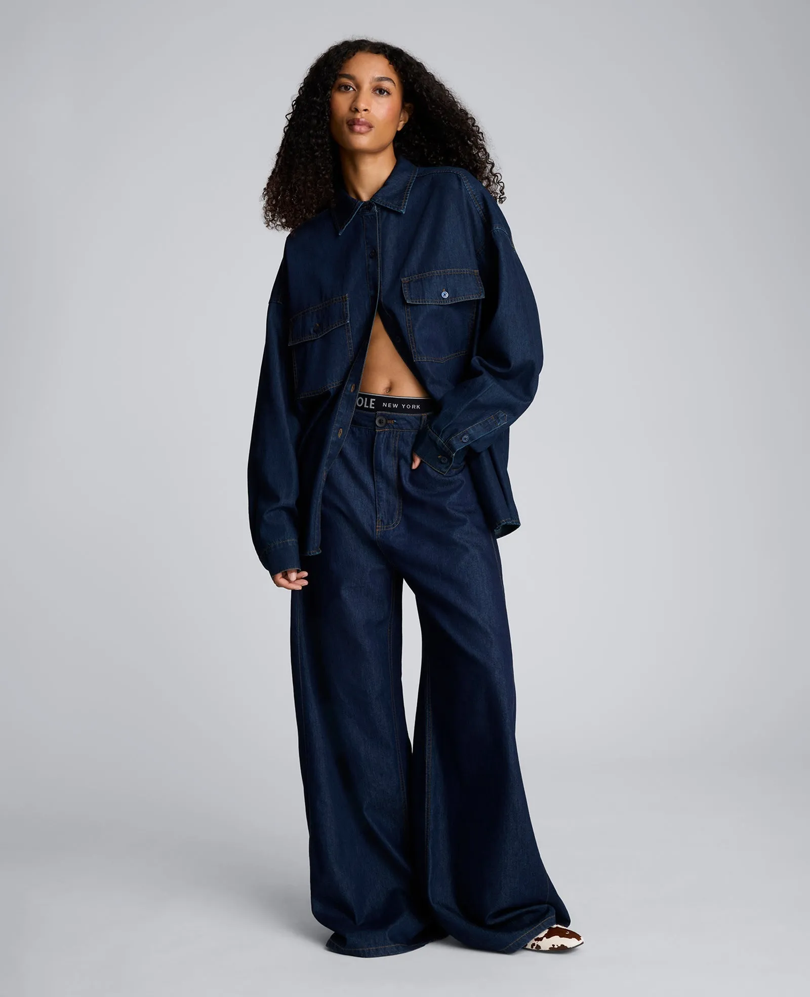 Drapey Denim Wide Leg Pant sold by Kenneth Cole product image thumbnail 4