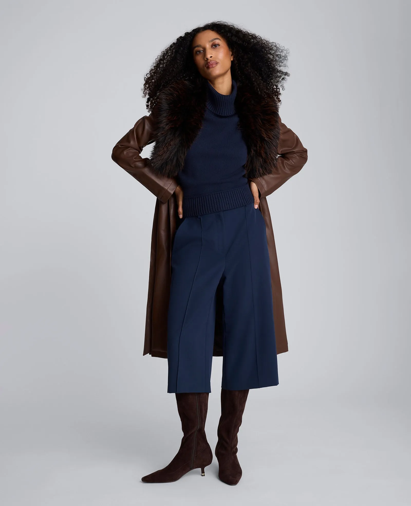 Luxe Twill Fly Front High Rise Pintuck Culotte sold by Kenneth Cole product image thumbnail 4