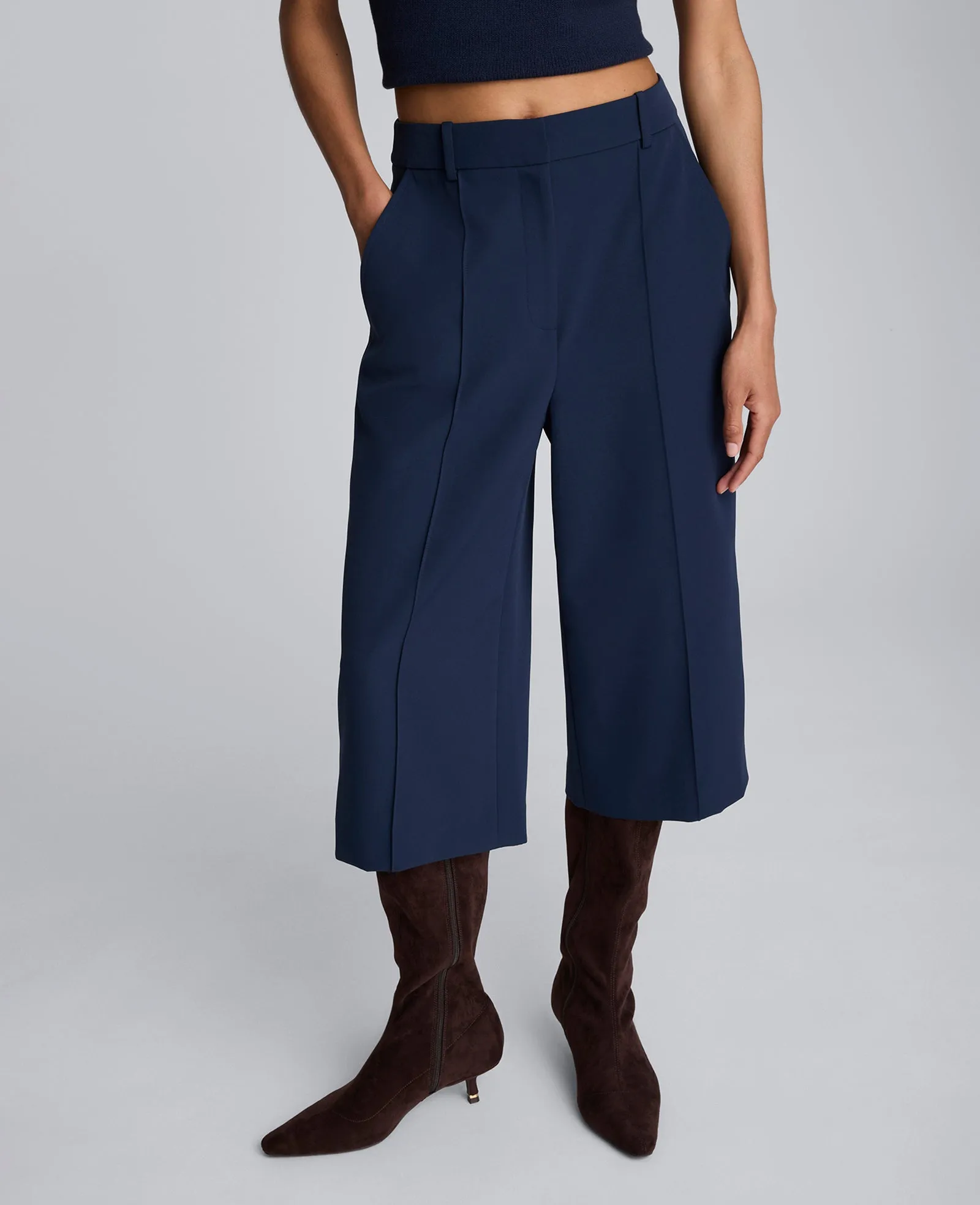 Luxe Twill Fly Front High Rise Pintuck Culotte sold by Kenneth Cole product image thumbnail 2