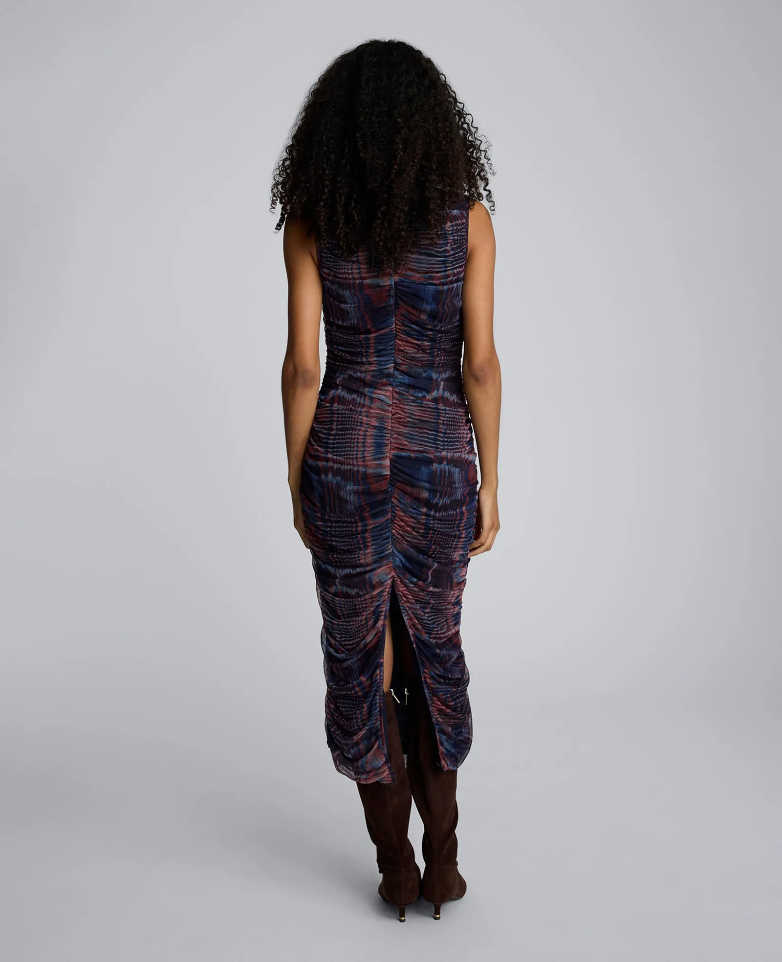 Printed Mesh Fully Ruched Modern Midi Dress sold by Kenneth Cole product image thumbnail 4