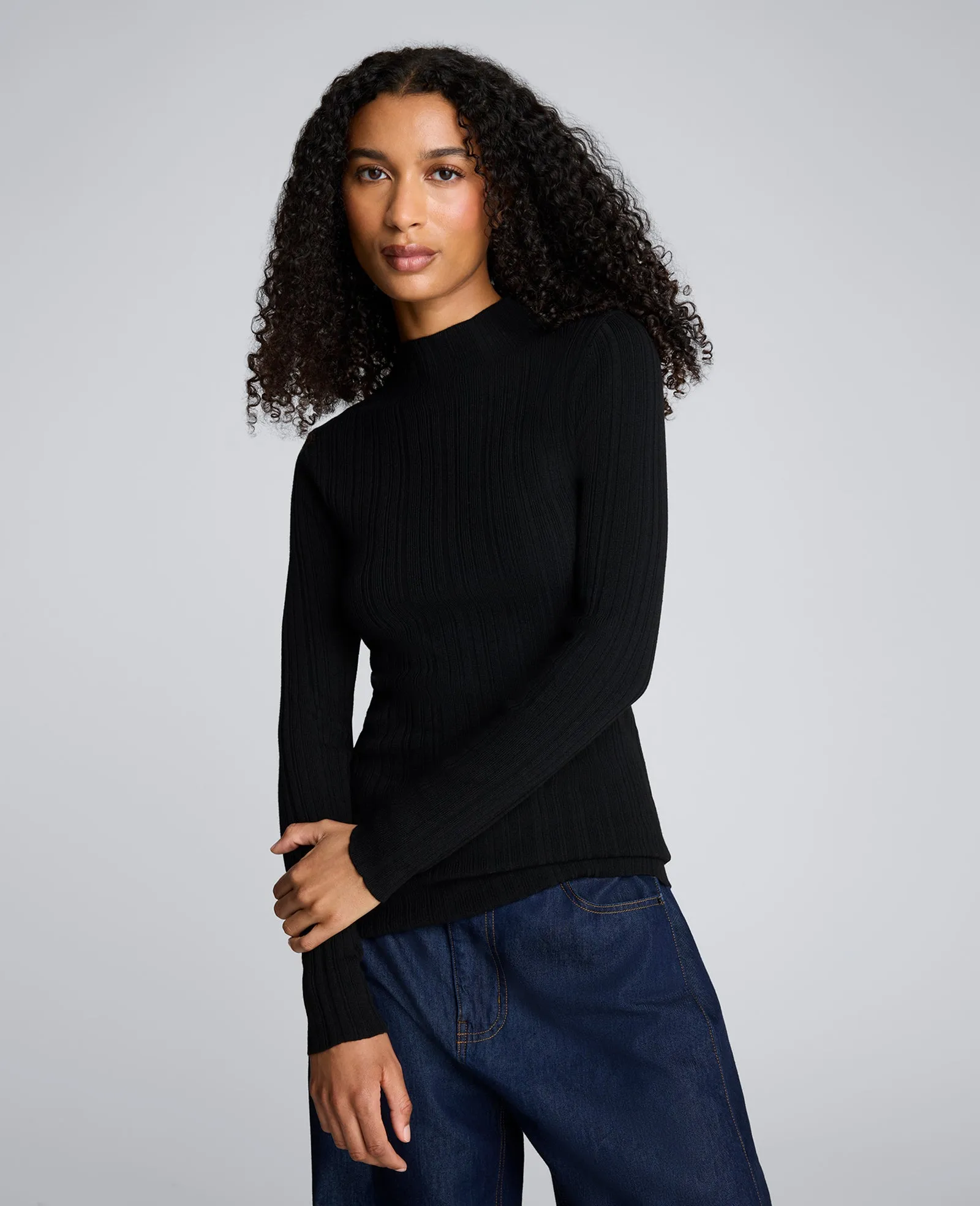 Long Sleeve Ribbed Mock Neck Sweater sold by Kenneth Cole product image thumbnail 3