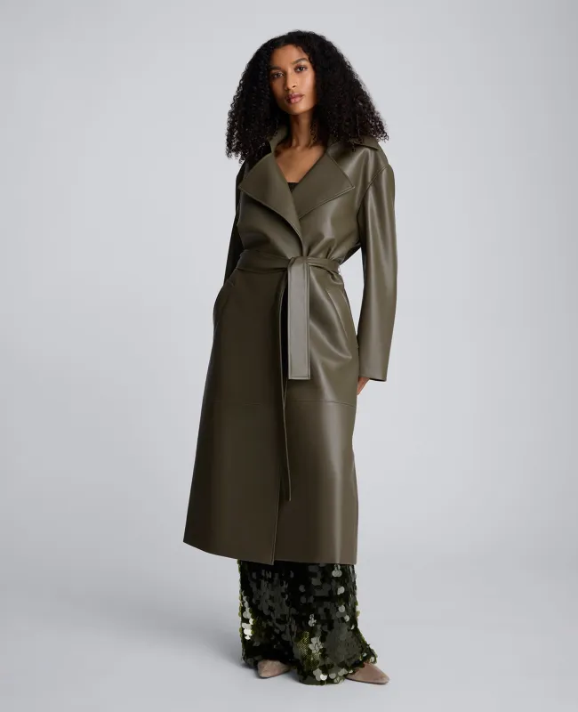 Seamed Vegan Leather Trench Jacket made by Kenneth Cole