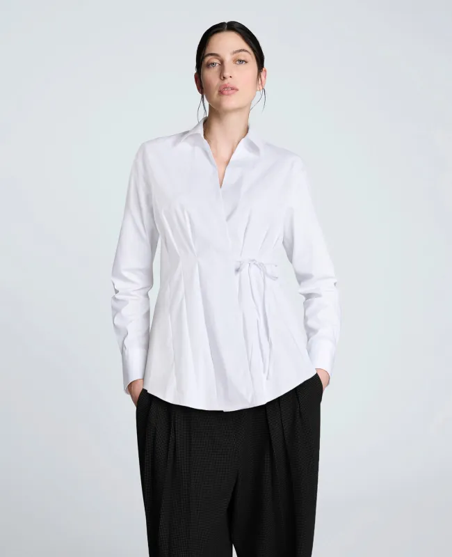 Wrap Y-Neck Tie Waist Poplin Shirt sold by Kenneth Cole