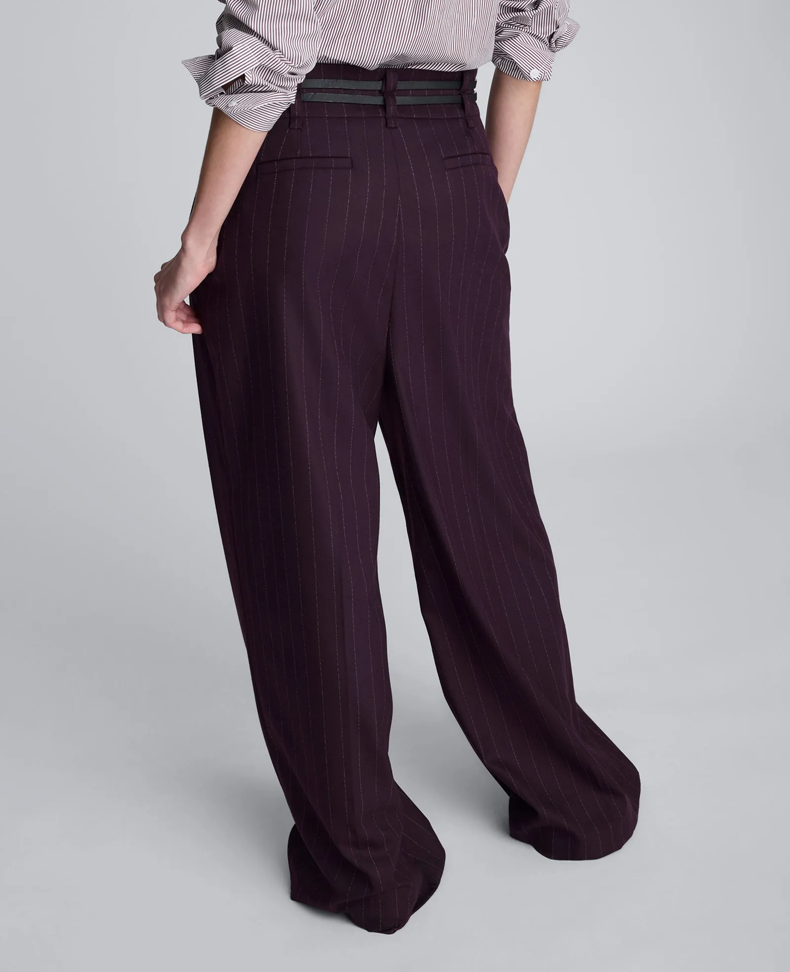 Pinstripe Wide Leg Double Belted Pant sold by Kenneth Cole product image thumbnail 2