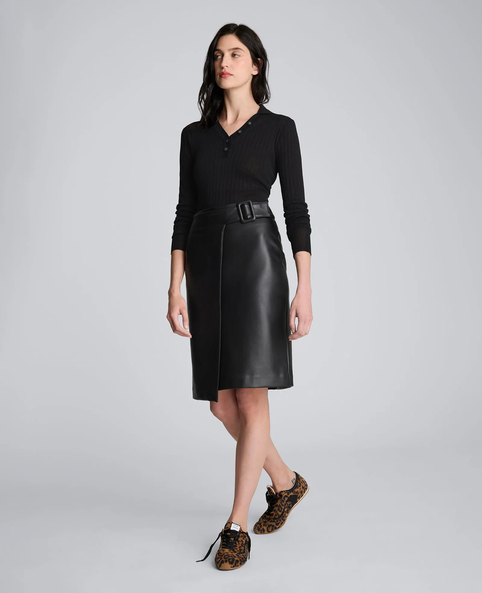 Faux Leather Pull On Faux Wrap Skirt sold by Kenneth Cole product image thumbnail 4