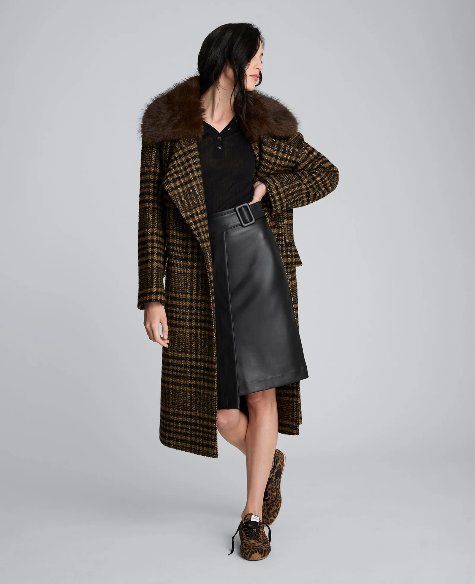 Faux Leather Pull On Faux Wrap Skirt sold by Kenneth Cole product image thumbnail 5