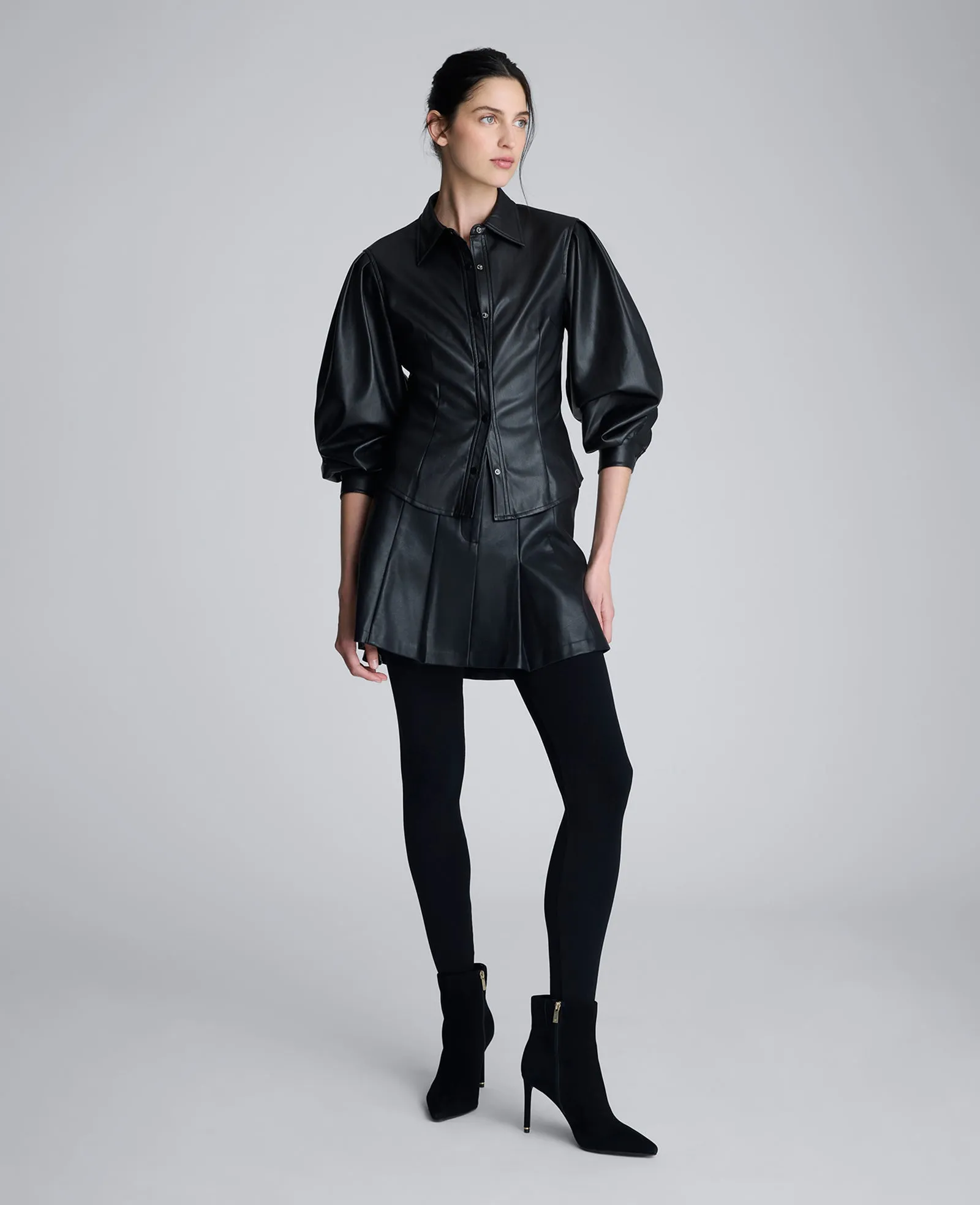 Faux Leather Pleated Mini Skirt sold by Kenneth Cole product image thumbnail 4