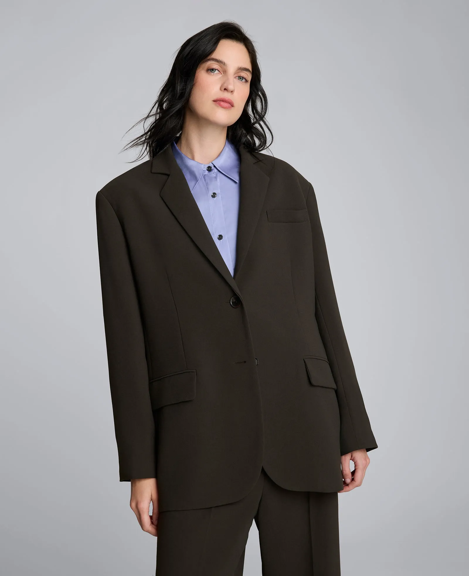 Luxe Twill Two Button Boyfriend Jacket sold by Kenneth Cole