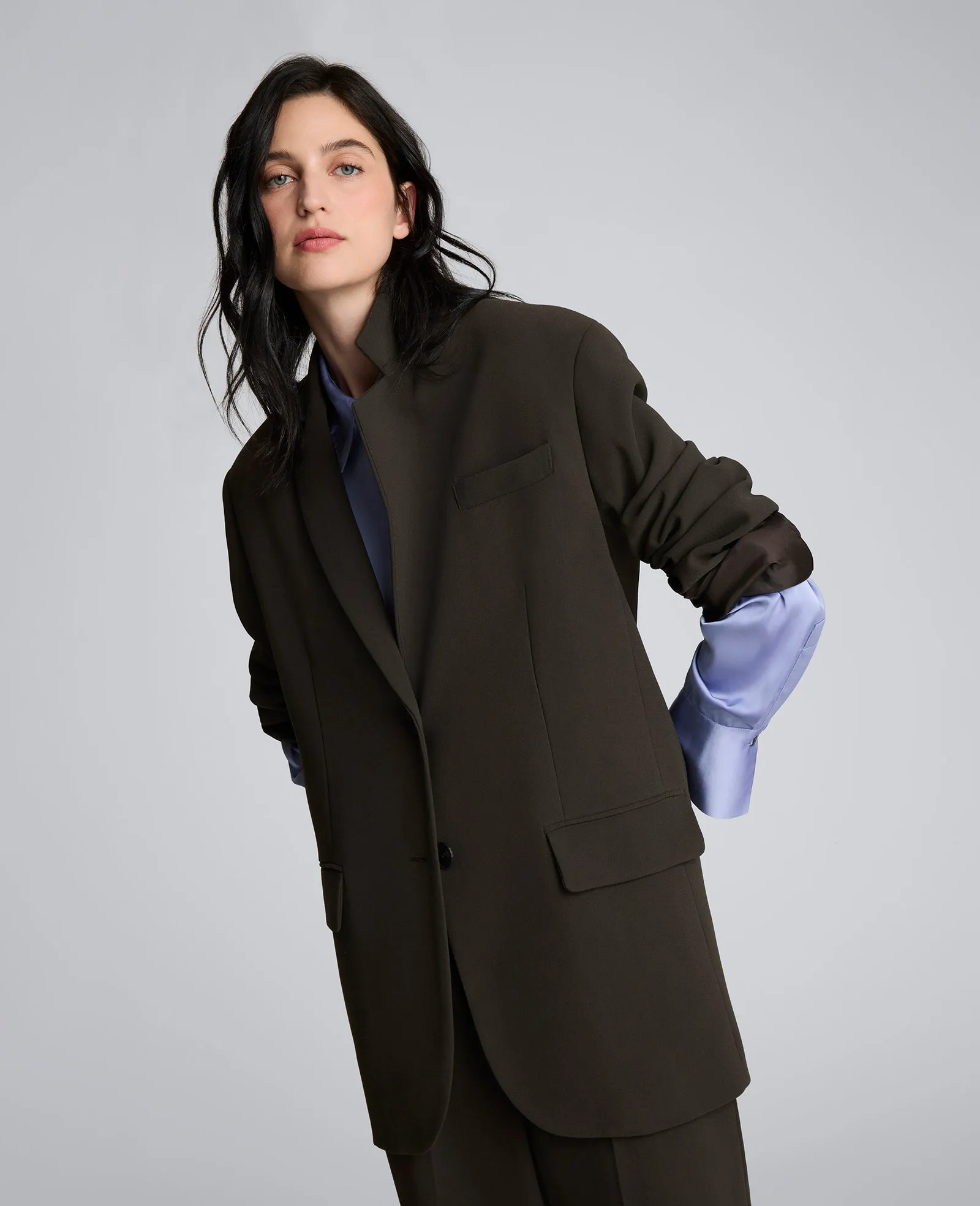 Luxe Twill Two Button Boyfriend Jacket sold by Kenneth Cole product image thumbnail 2