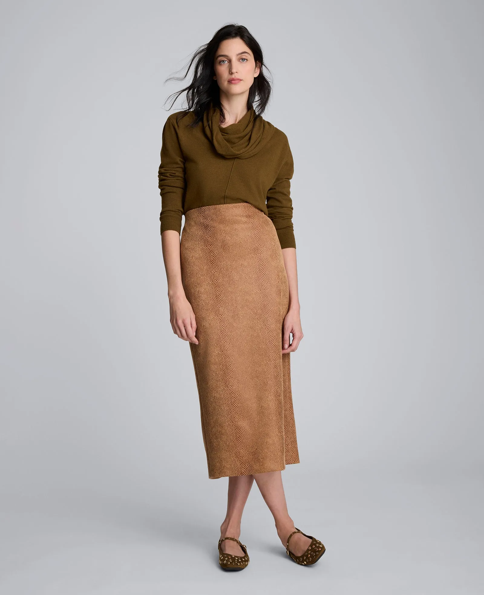 Snake Embossed Pull On Midi Skirt sold by Kenneth Cole product image thumbnail 4