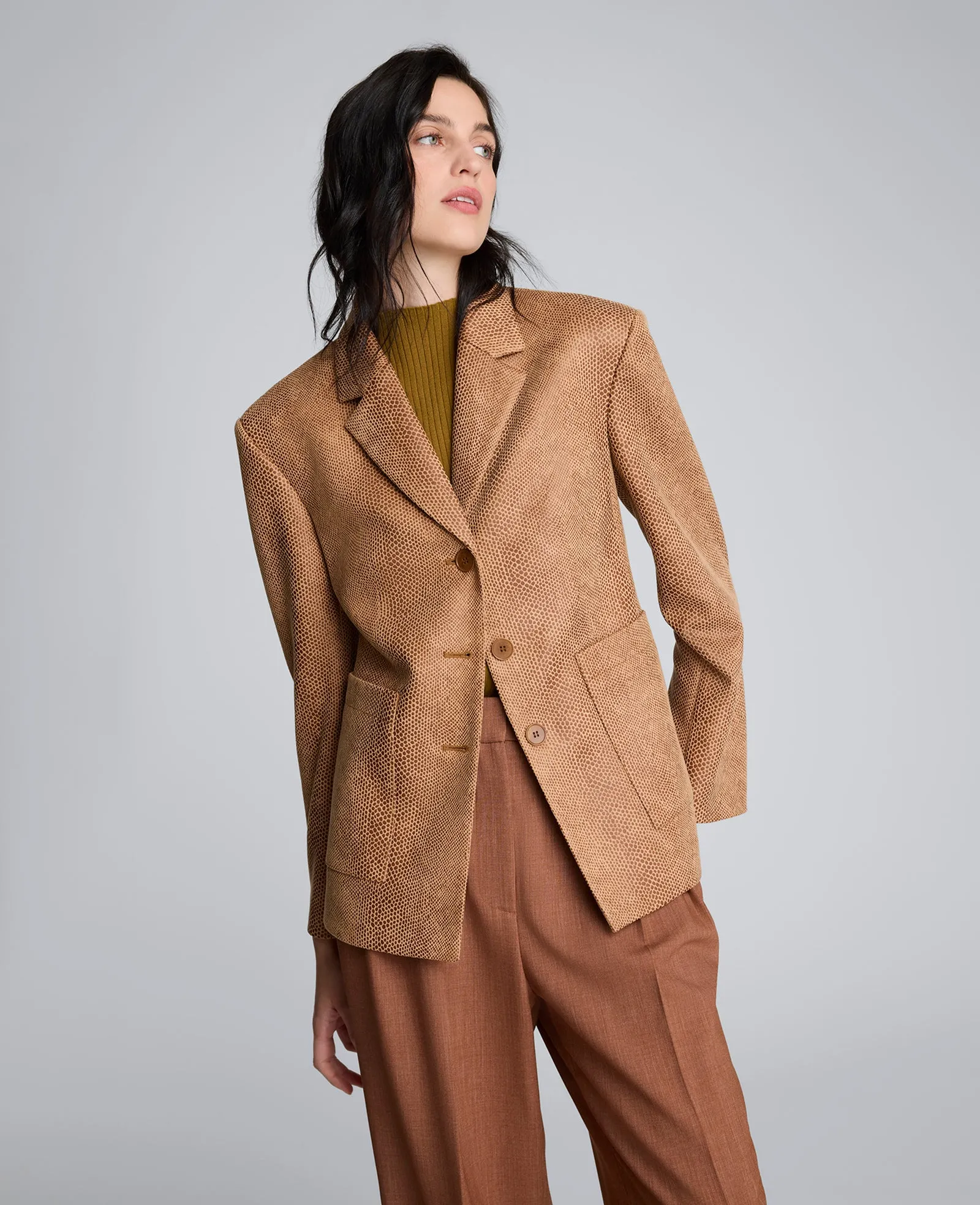 Snake Embossed Three Button Contoured Jacket sold by Kenneth Cole