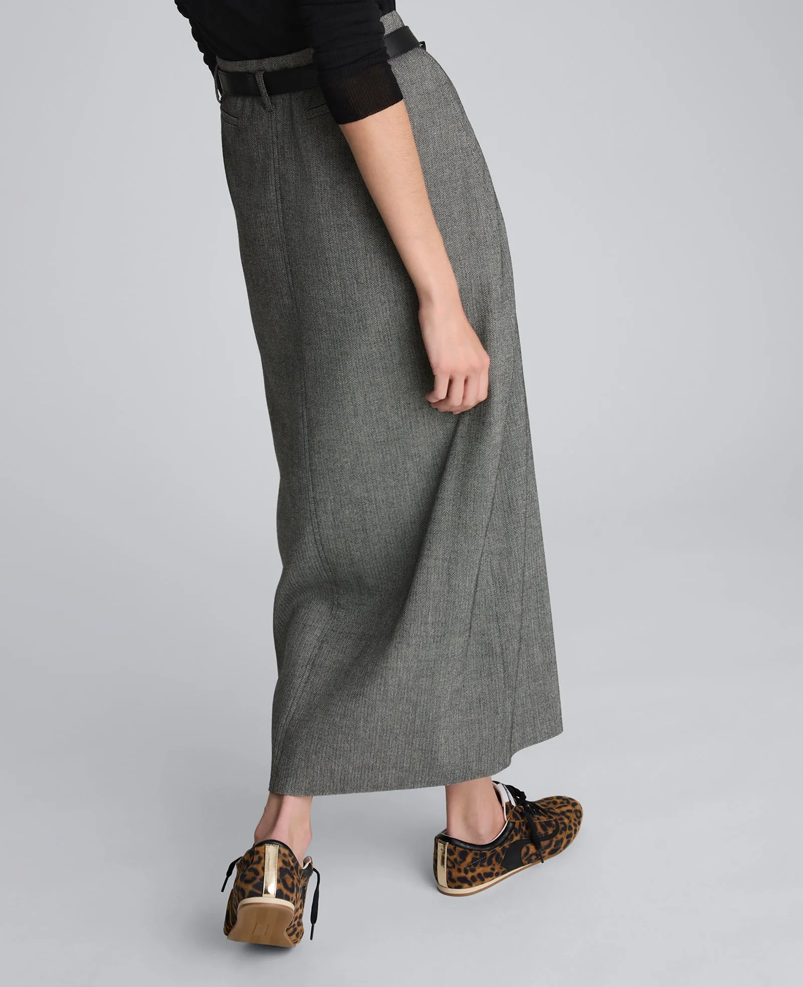 Herringbone Slit Front Belted Midi Skirt sold by Kenneth Cole product image thumbnail 3