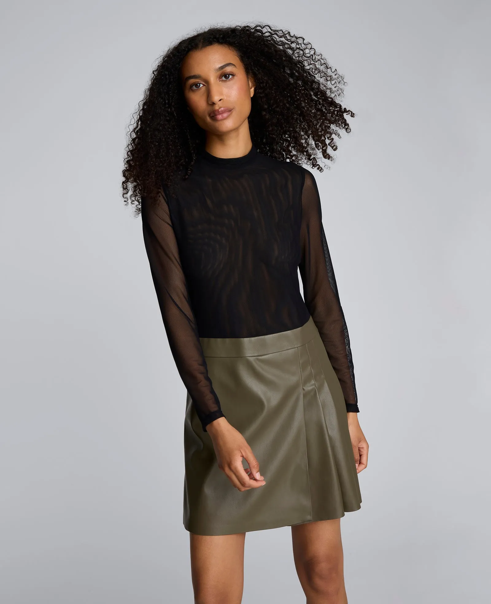 Jodie Mock Neck Mixed Media Dress sold by Kenneth Cole